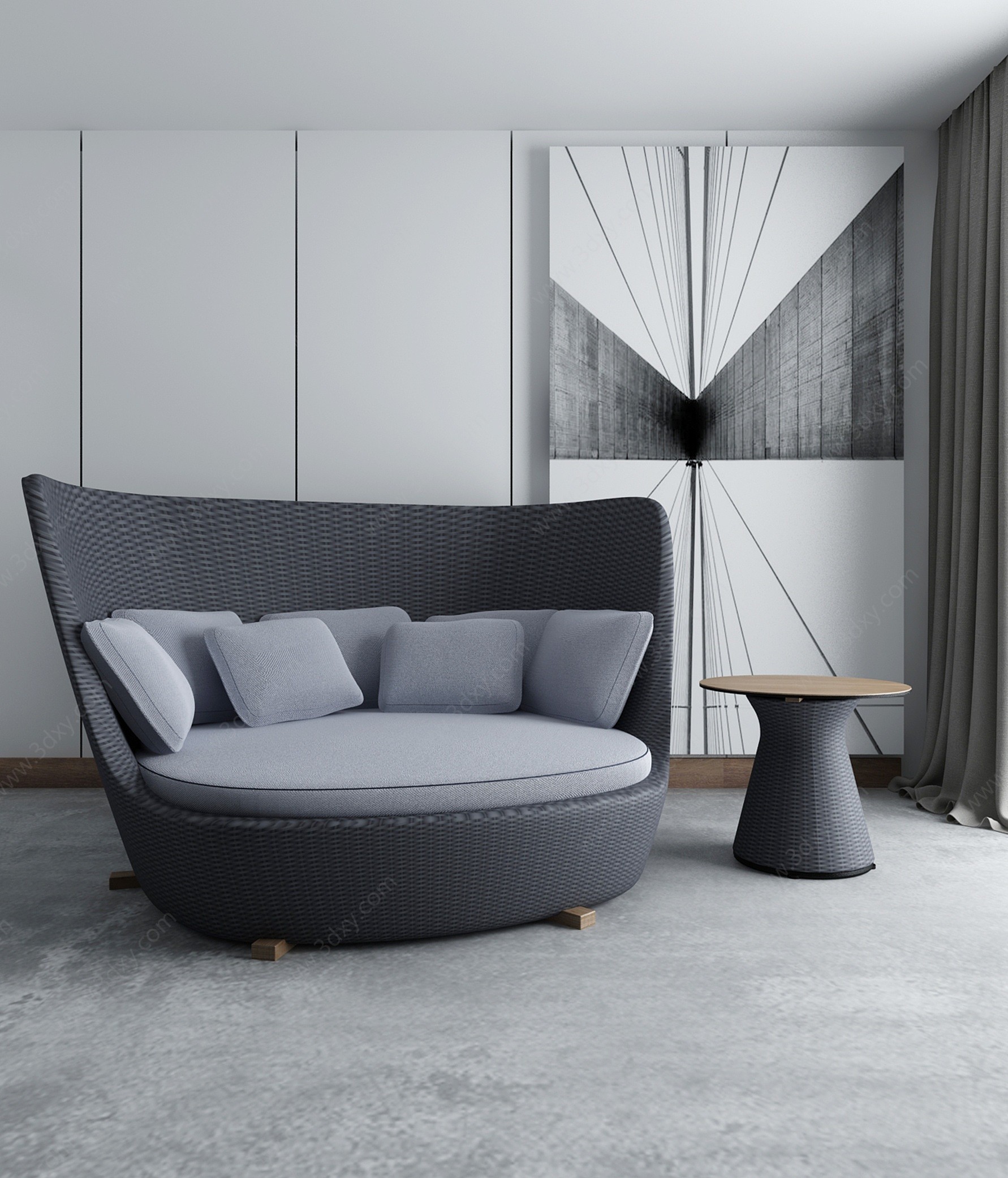 现代藤椅沙发3D模型