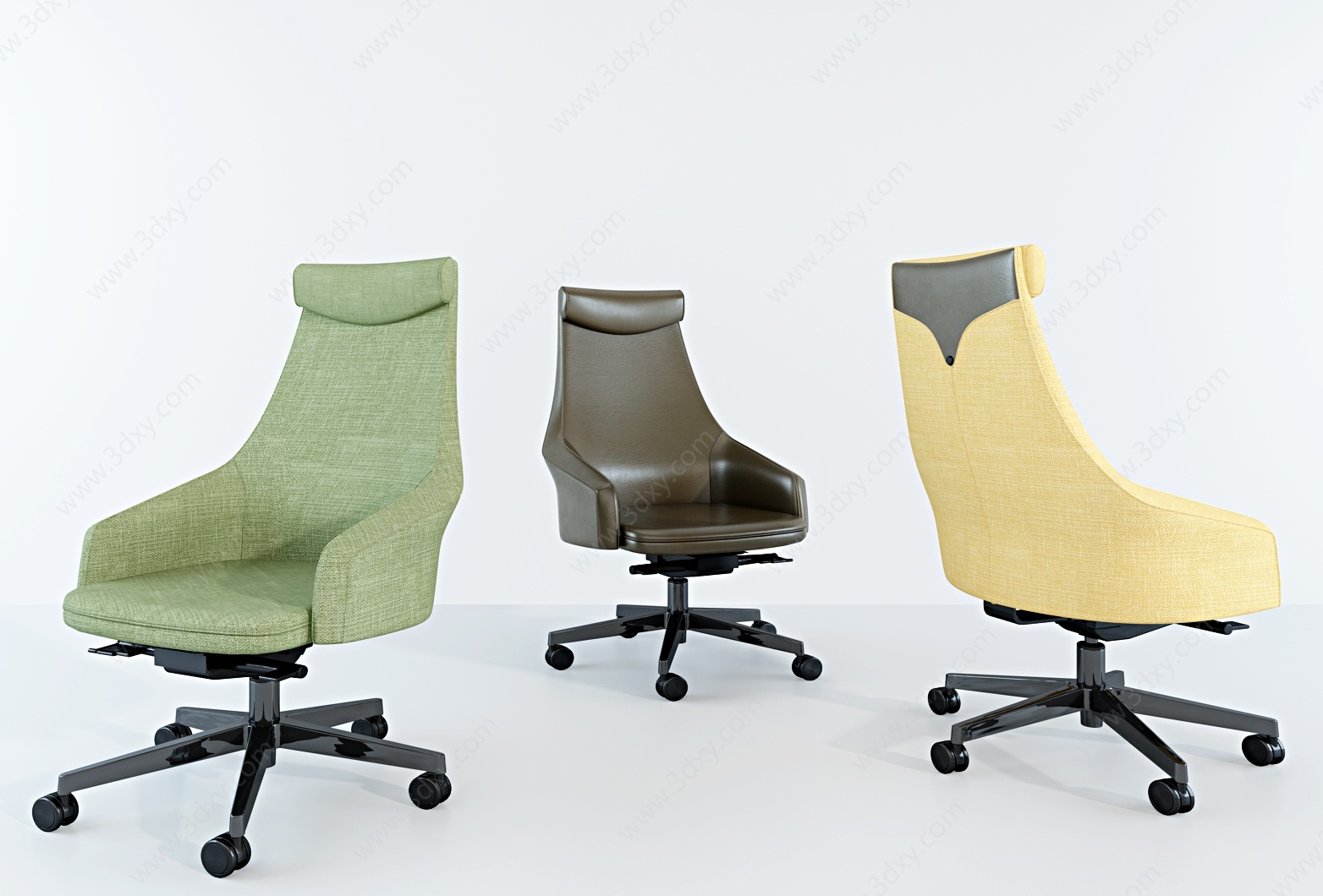 现代布艺皮革办公椅3D模型