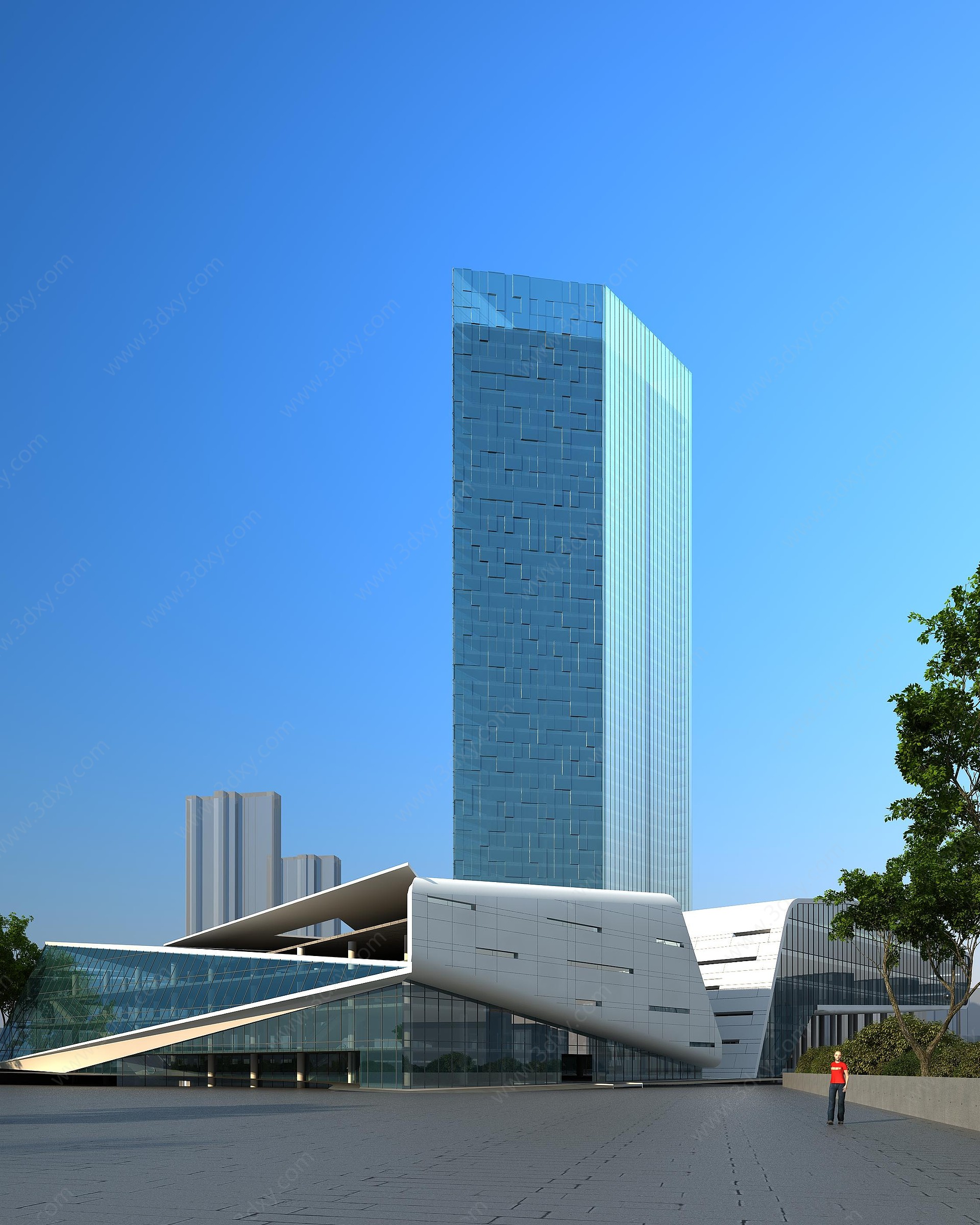 现代玻璃楼酒店商场3D模型