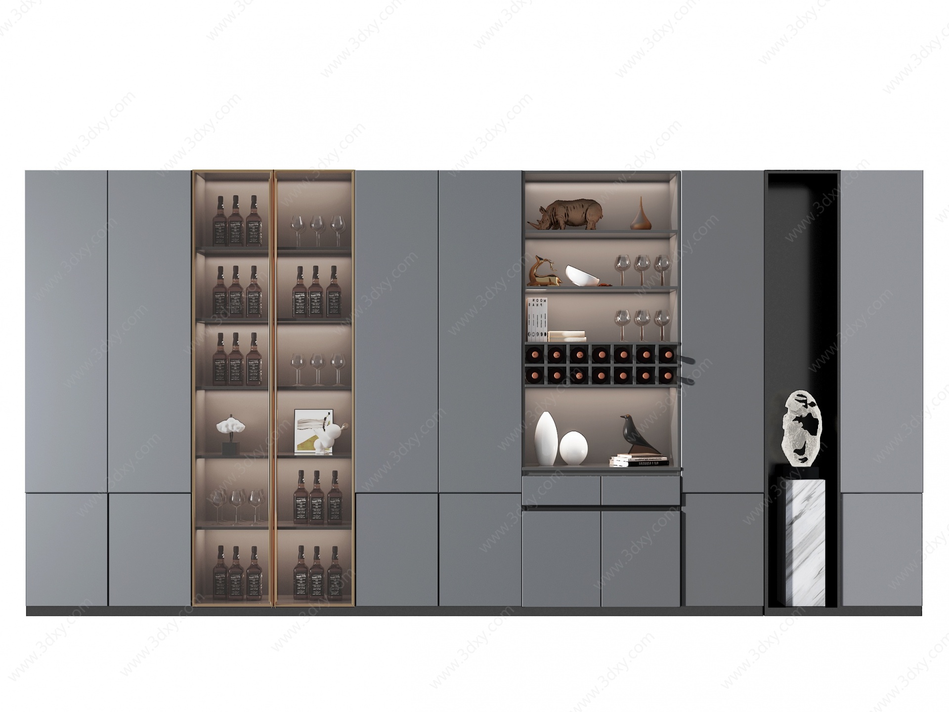 现代嵌入式酒柜3D模型