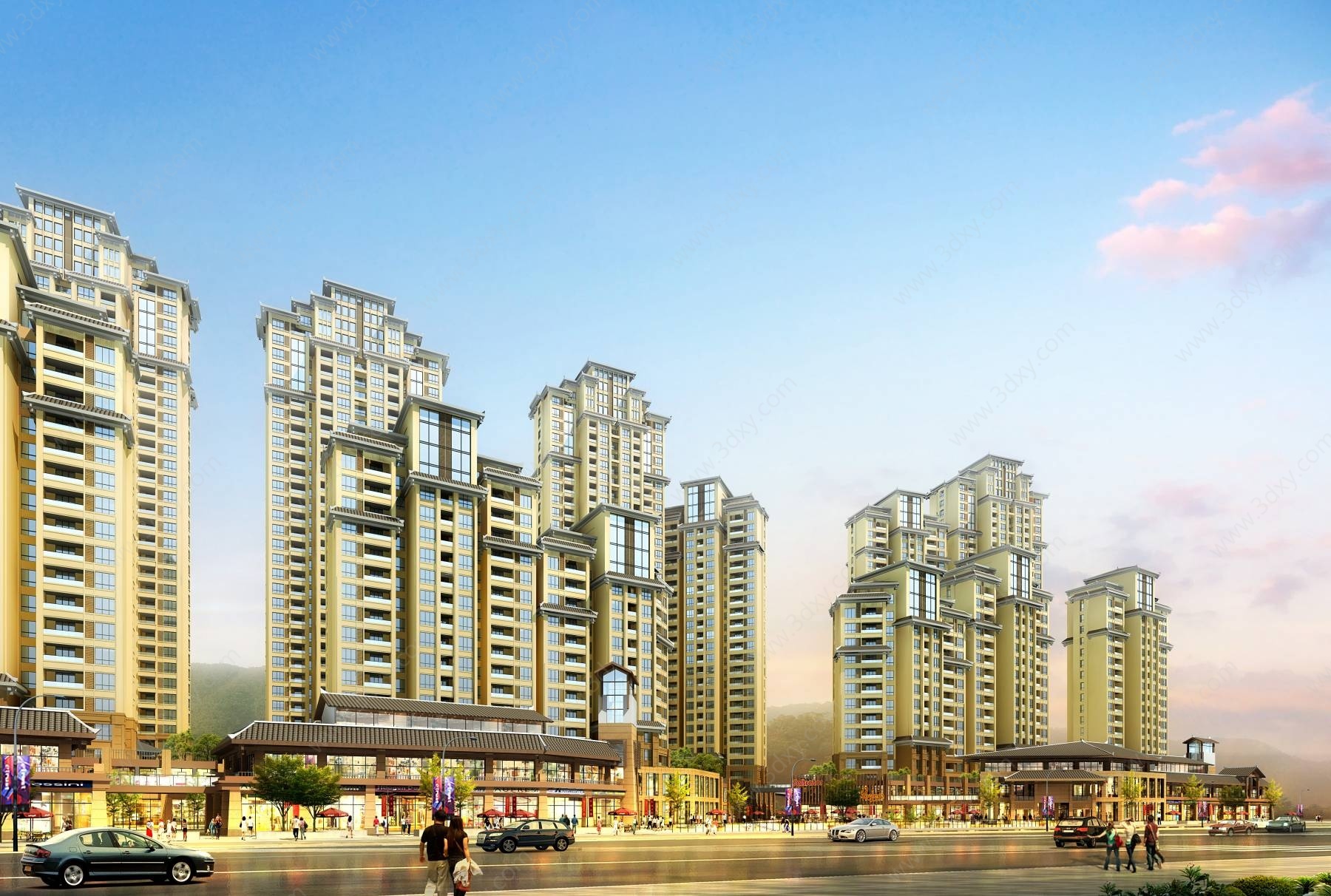 新中式滨江商业住宅3D模型