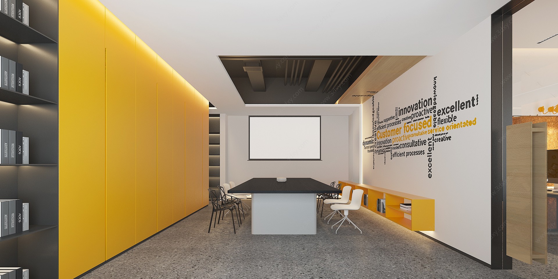 现代小会议室前厅3D模型