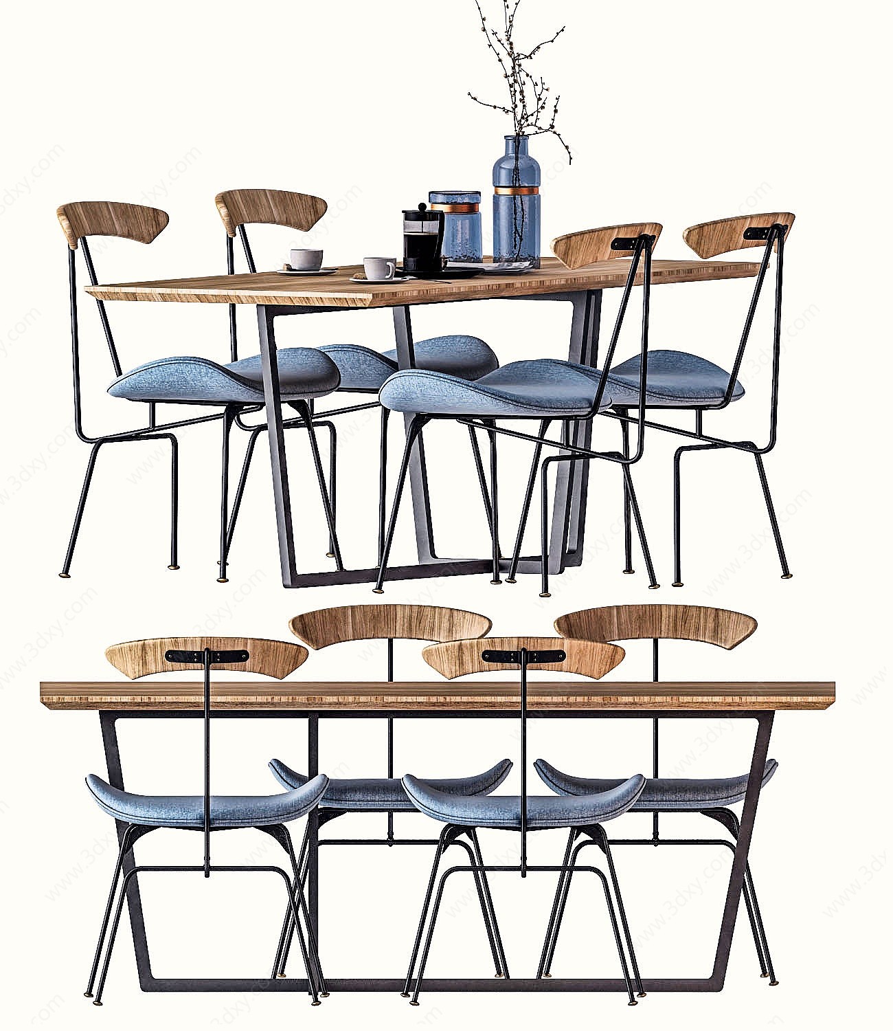 北欧餐桌椅组合3D模型