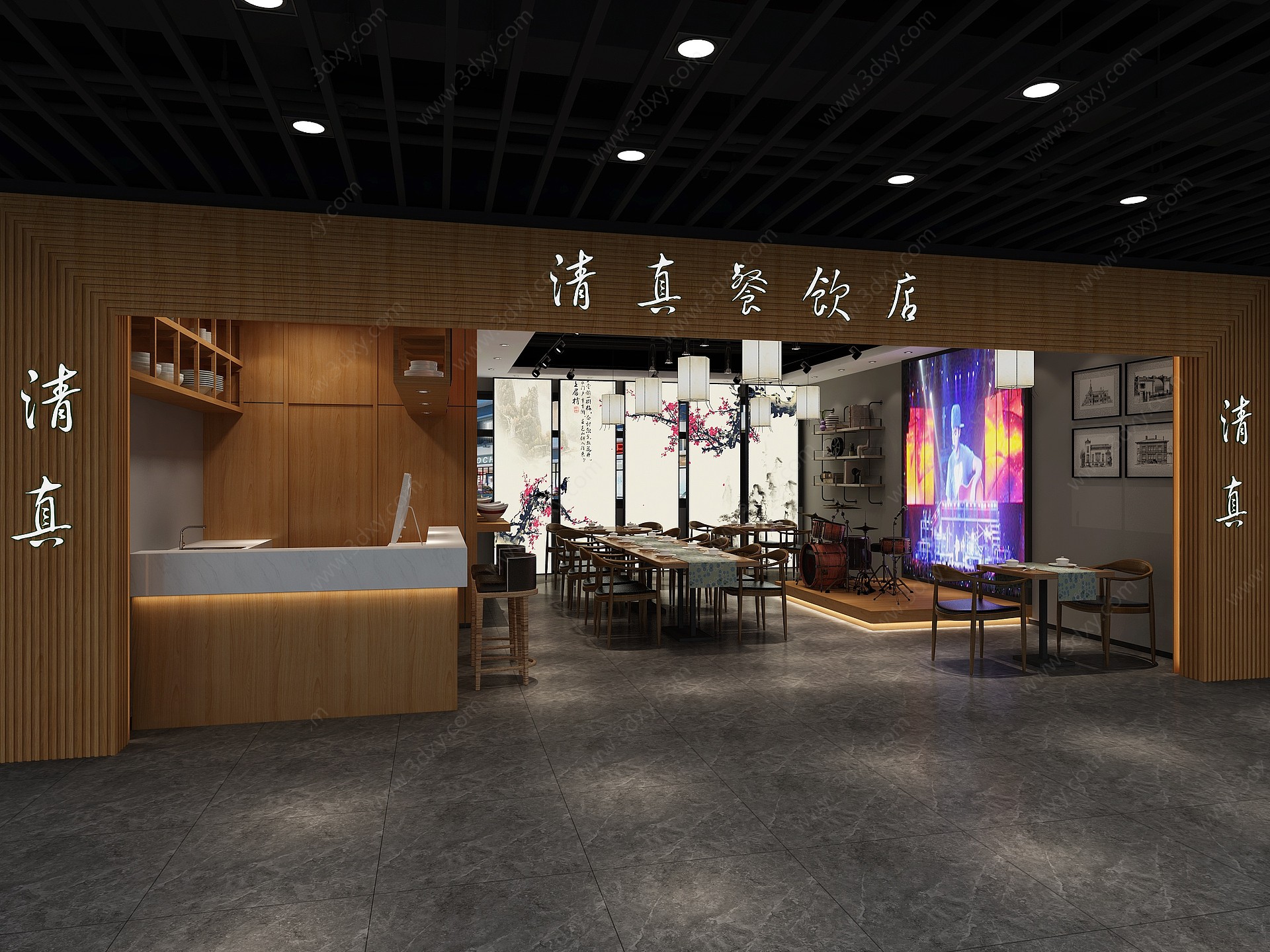 新中式餐饮店3D模型