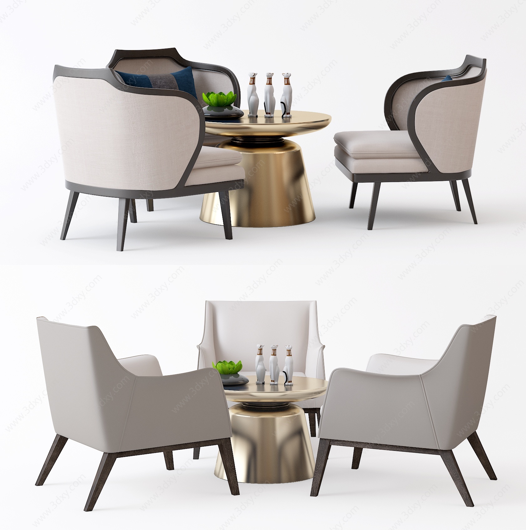 现代餐桌椅沙发摆件3D模型