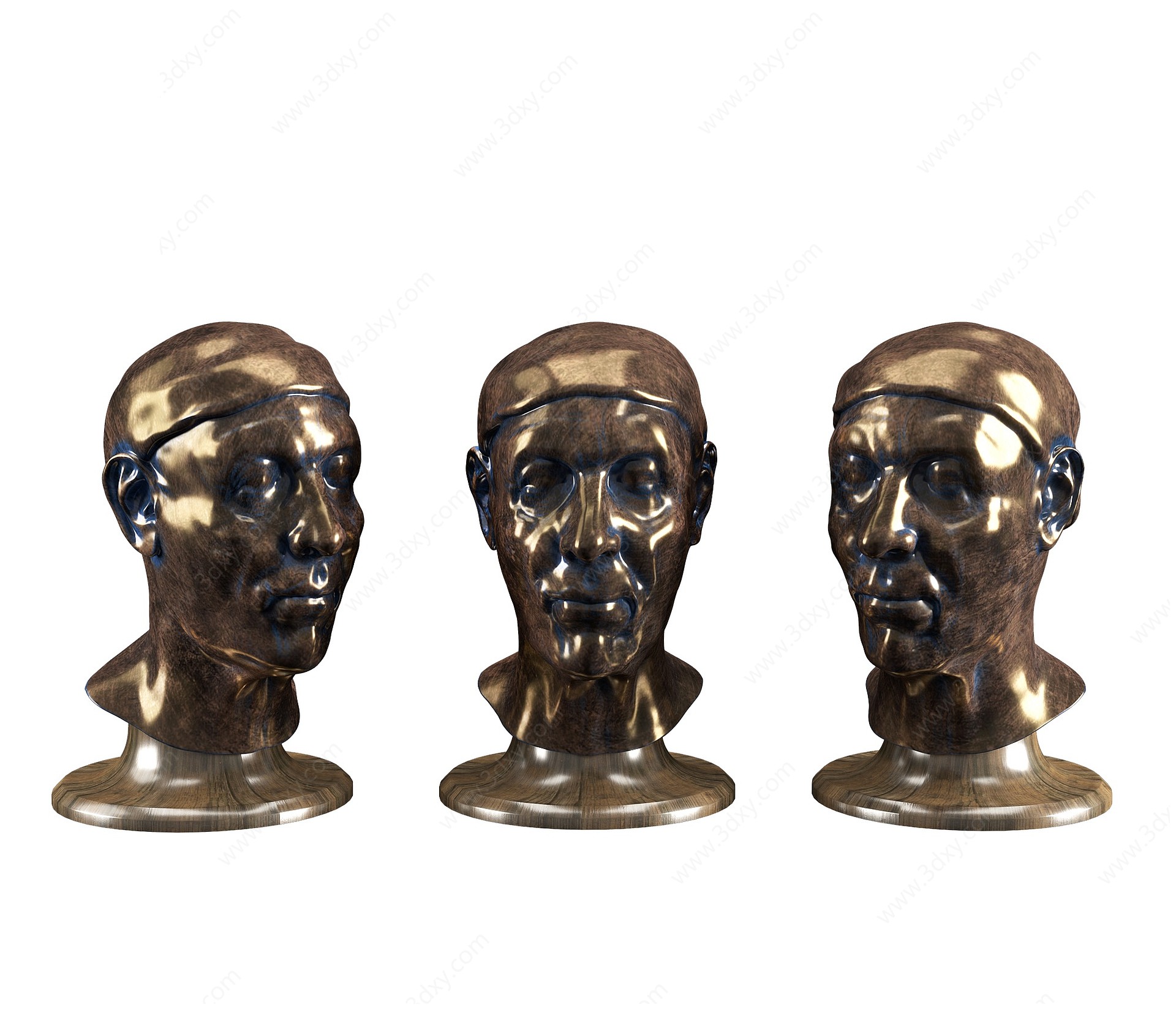 现代古铜人物头像雕塑3D模型