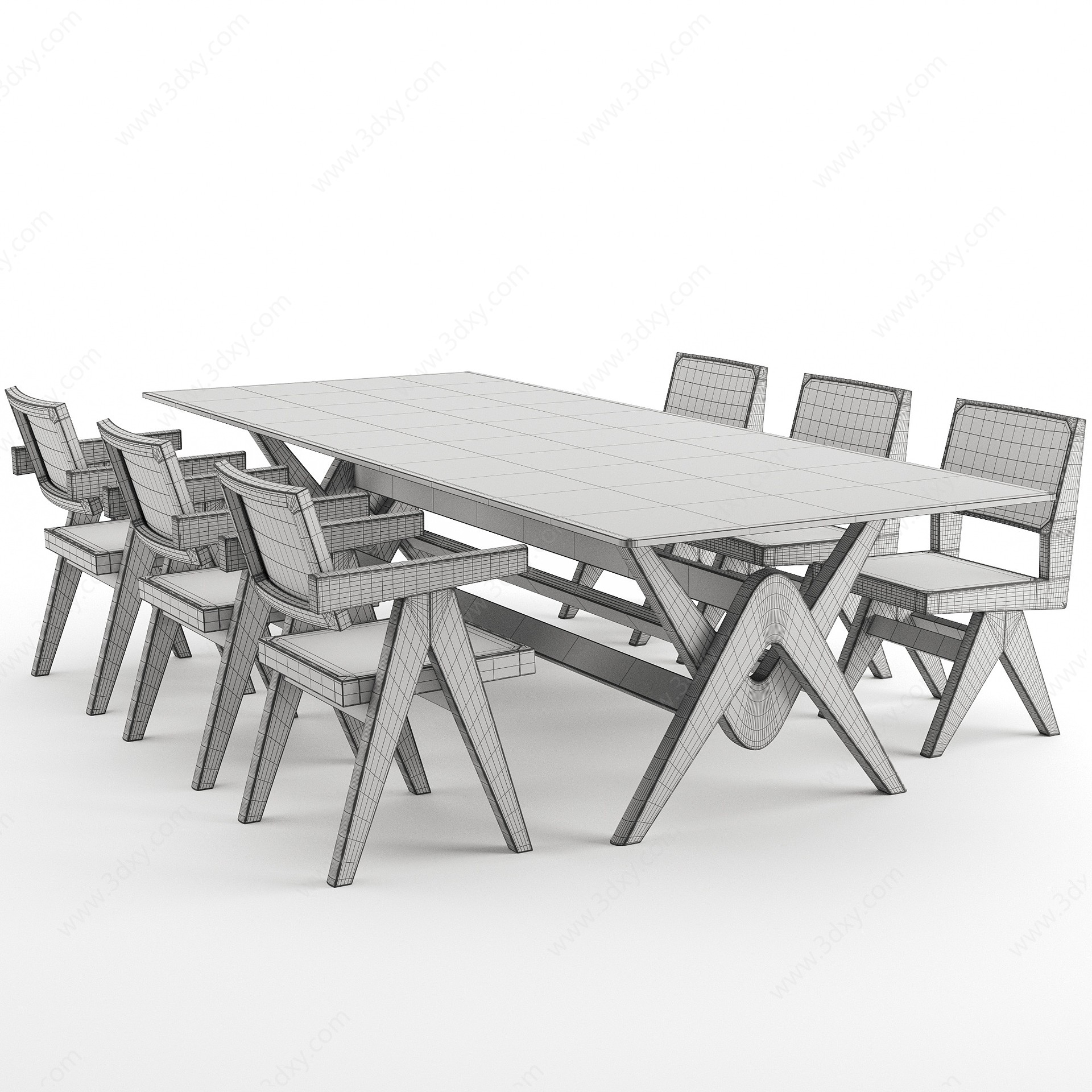现代餐桌椅子3D模型