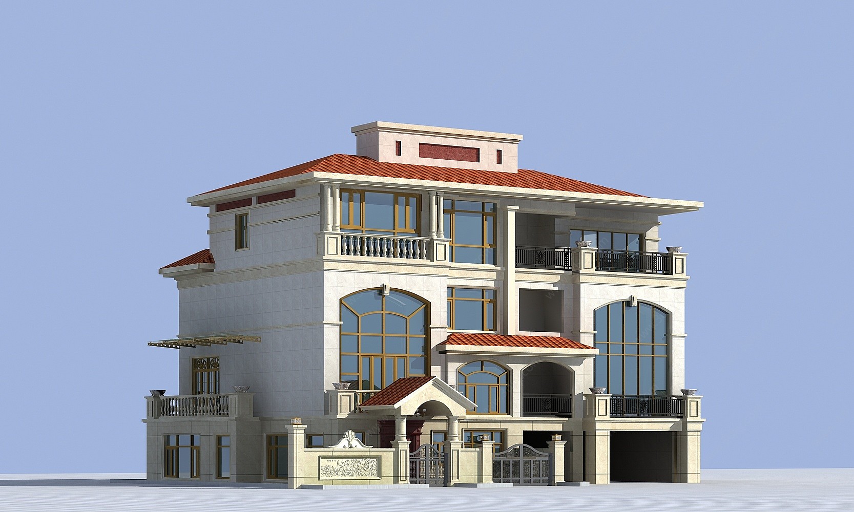 简欧联排别墅3D模型
