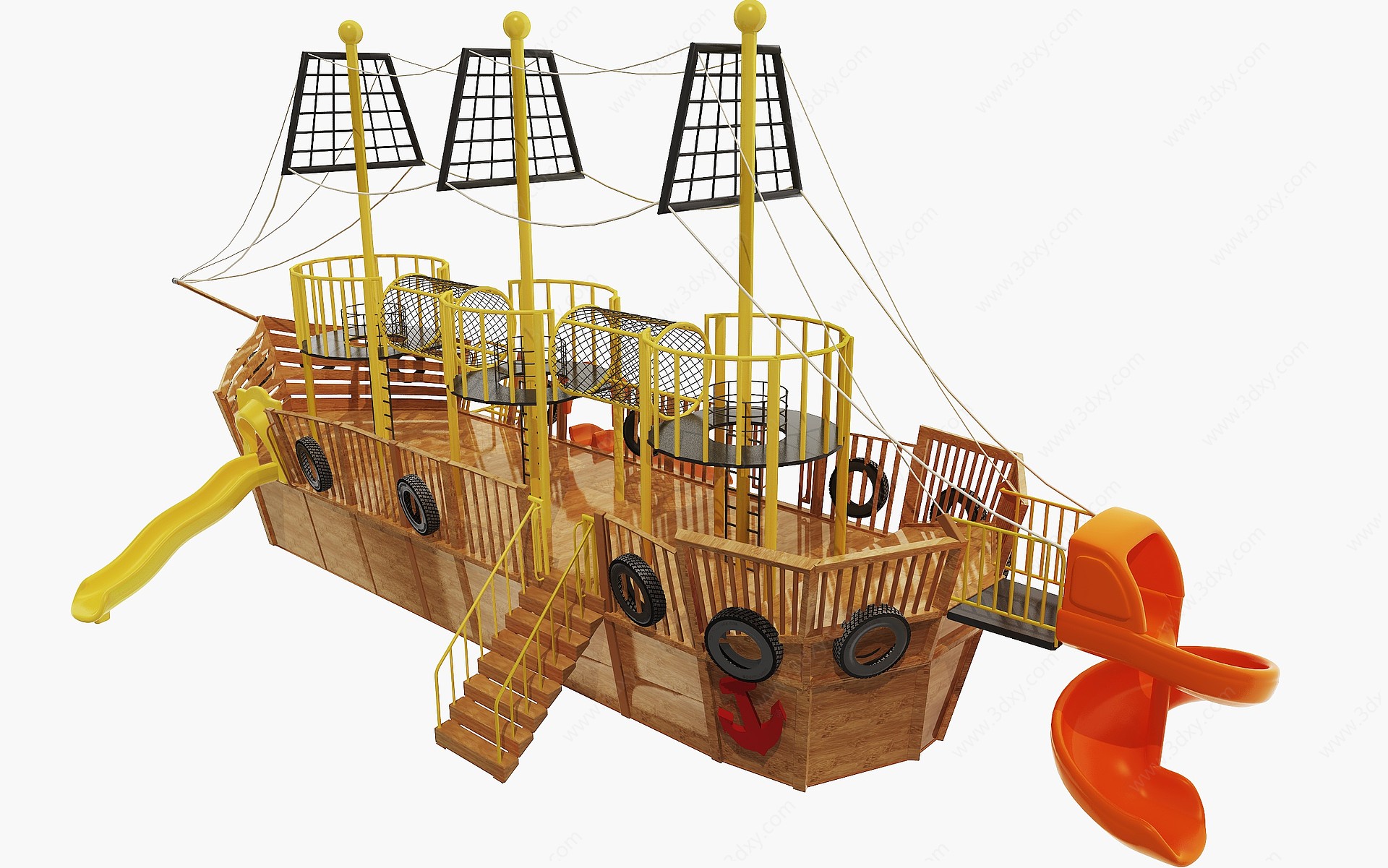 现代海盗船滑梯3D模型