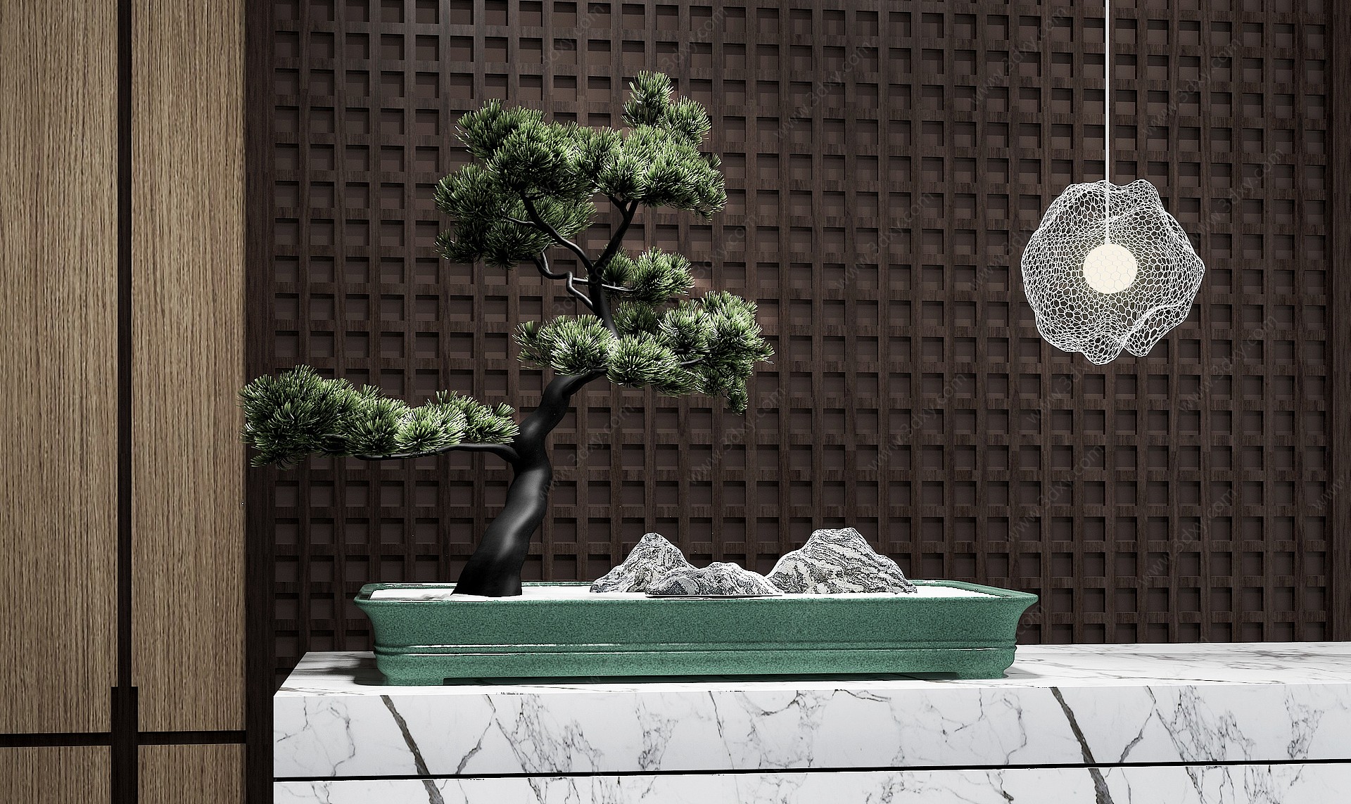 新中式迎客松盆栽3D模型