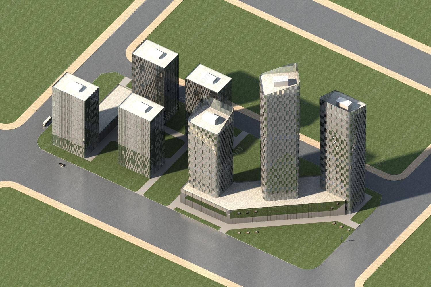 现代高层商业办公楼3D模型