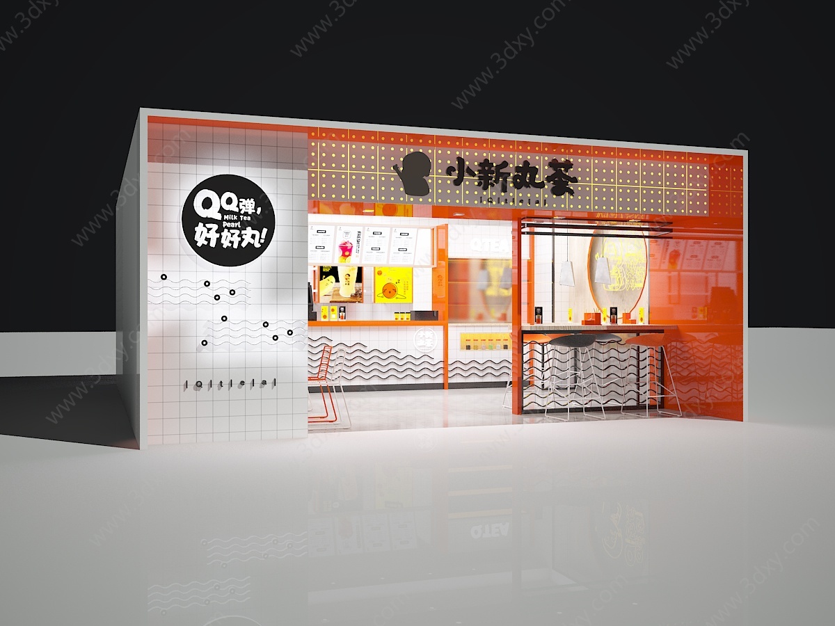 现代奶茶店3D模型