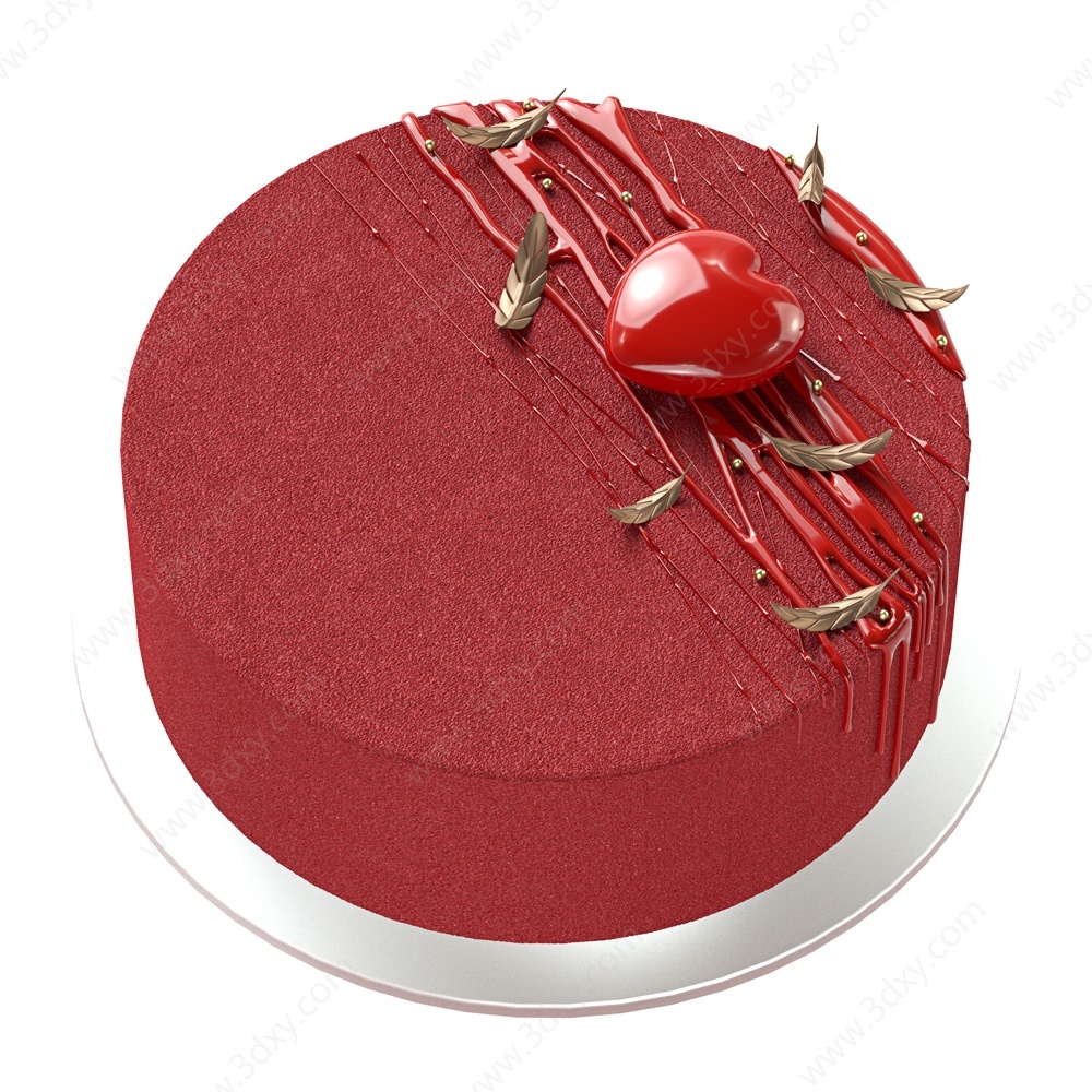 红色红心蛋糕3D模型