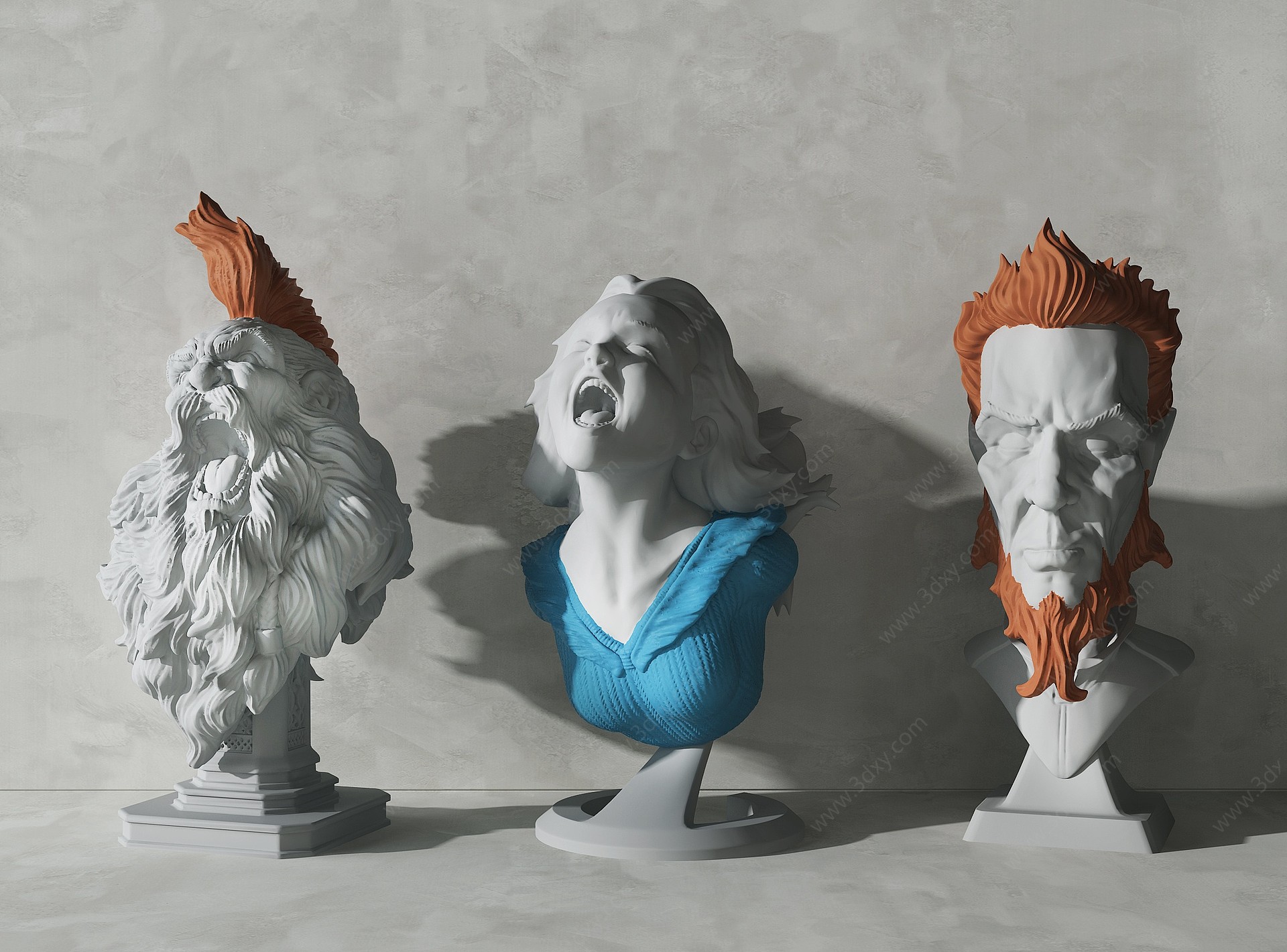 欧式石膏头像雕塑3D模型