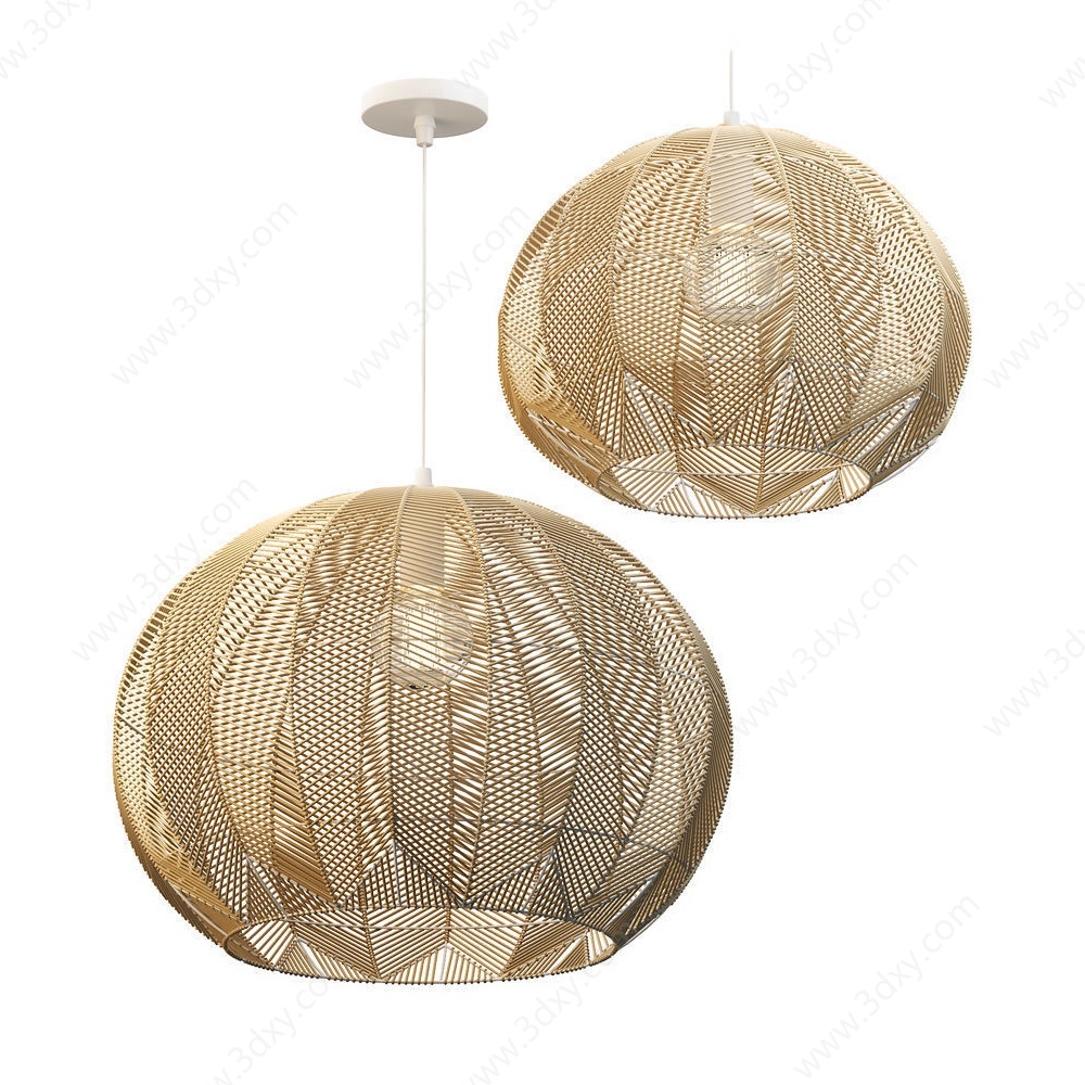 竹编球型吊灯3D模型