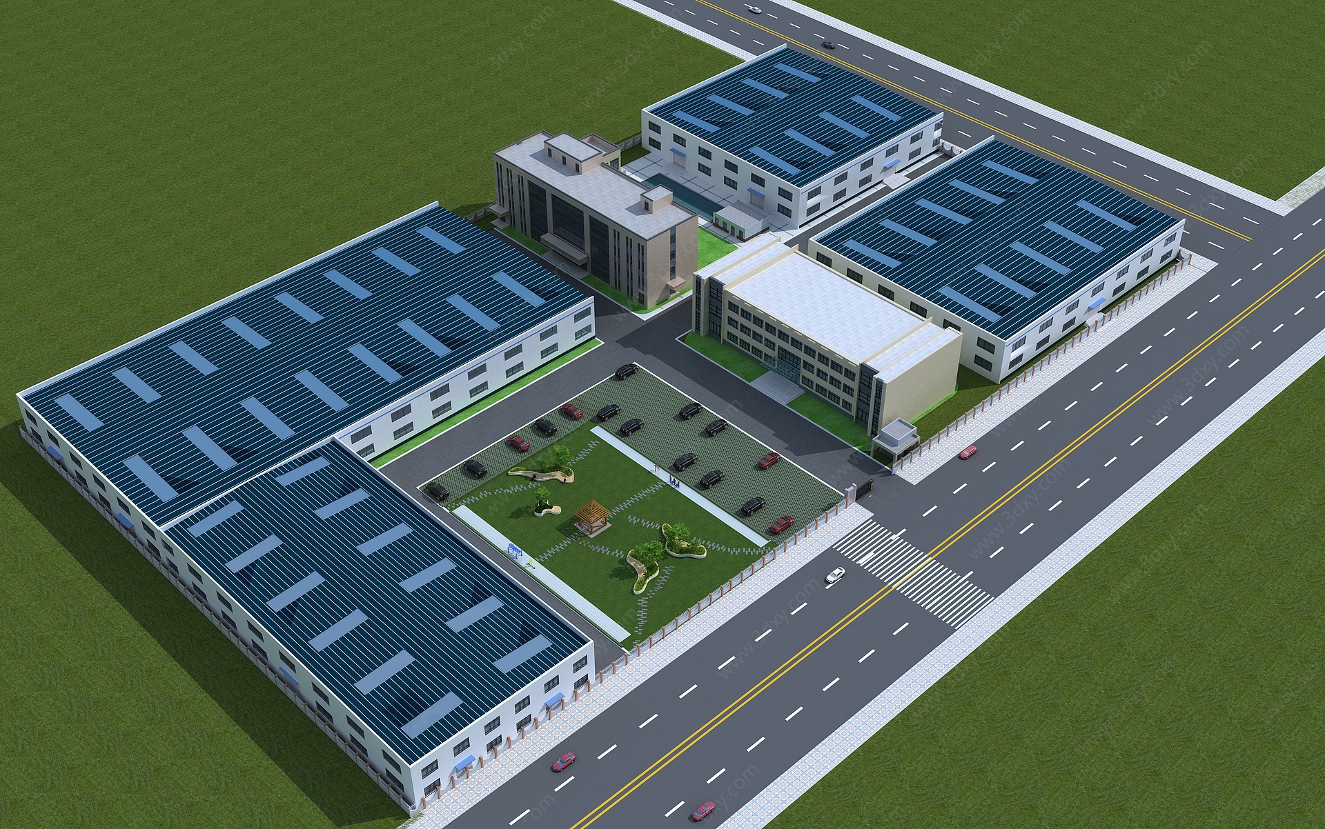 厂区规划鸟瞰图3D模型