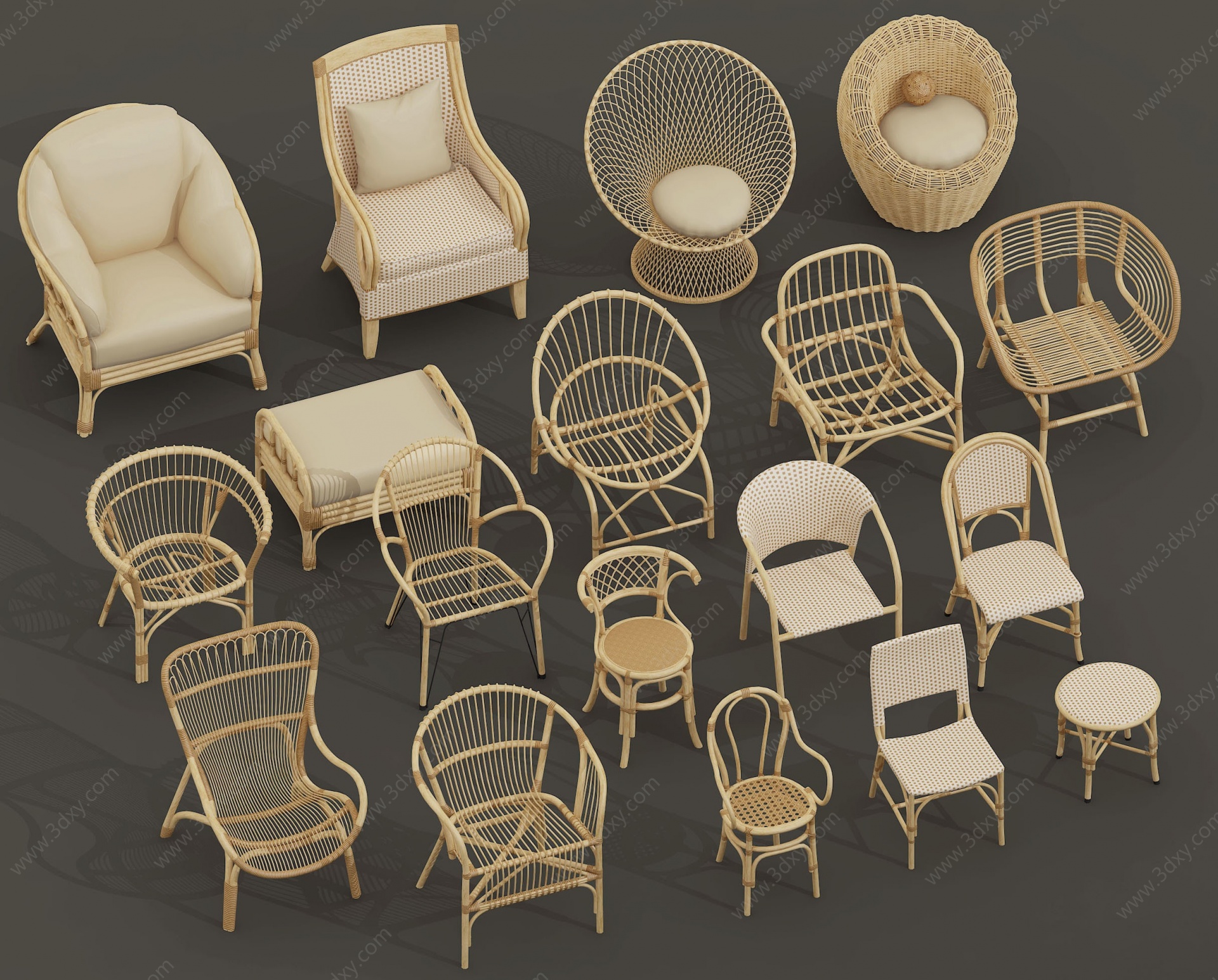 现代户外休闲椅组合3D模型