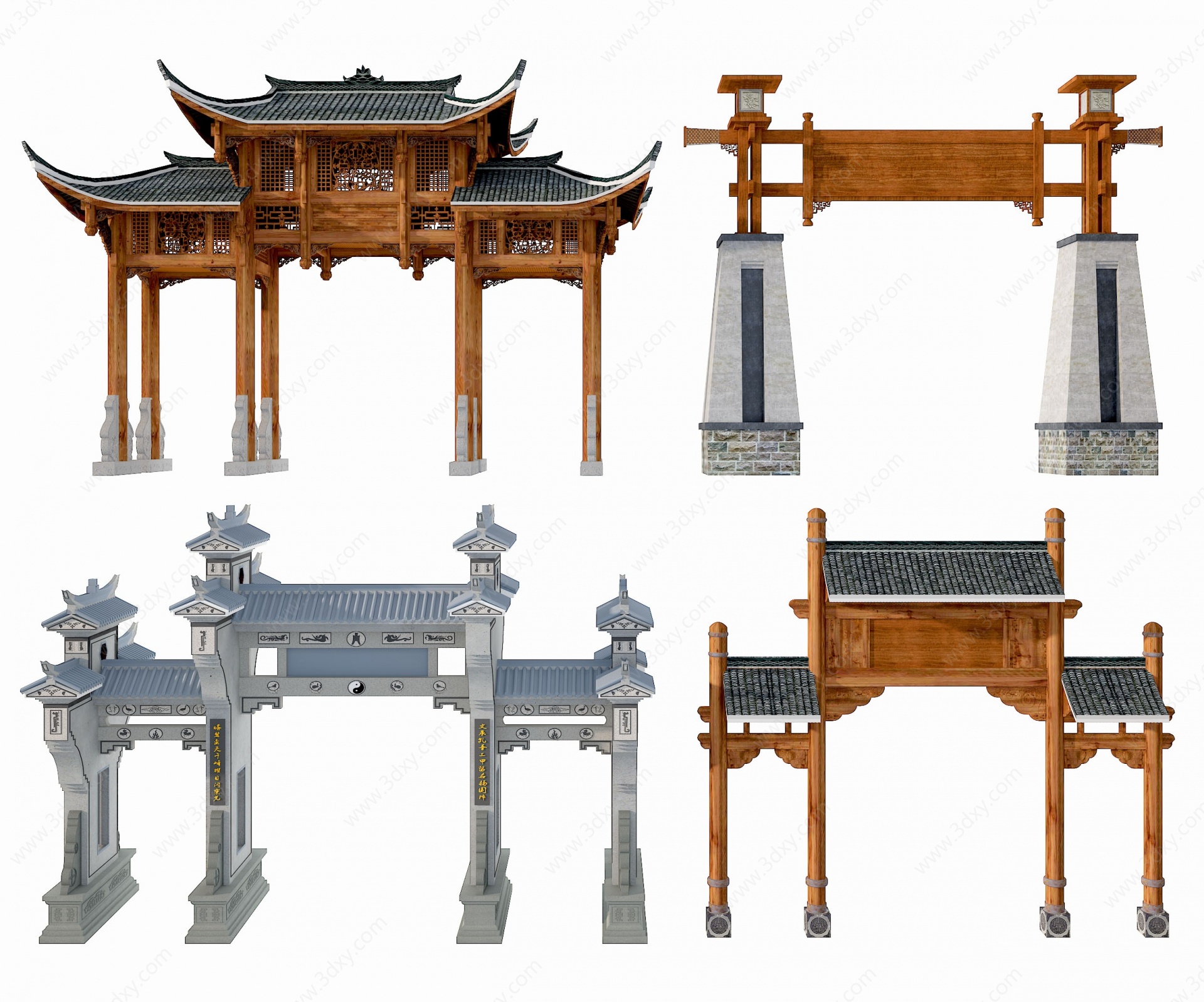 中式古建牌坊3D模型