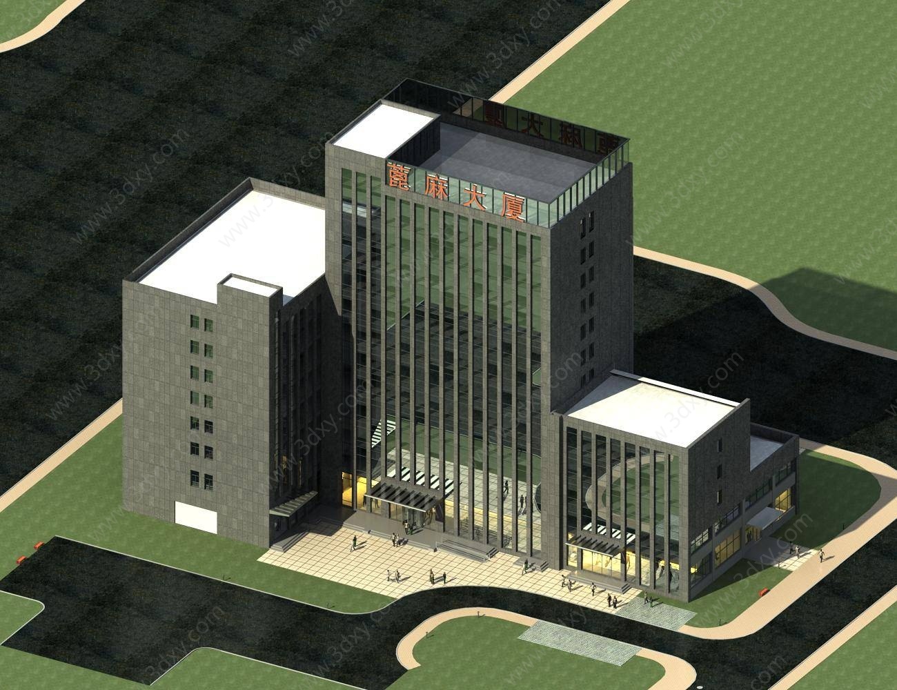 现代高层办公楼大厦建筑3D模型