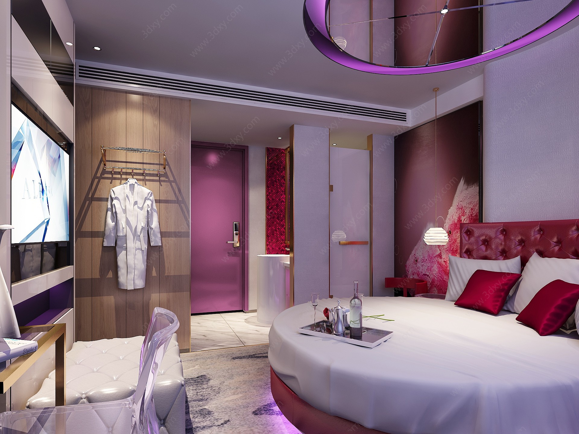 现代酒店情侣客房3D模型