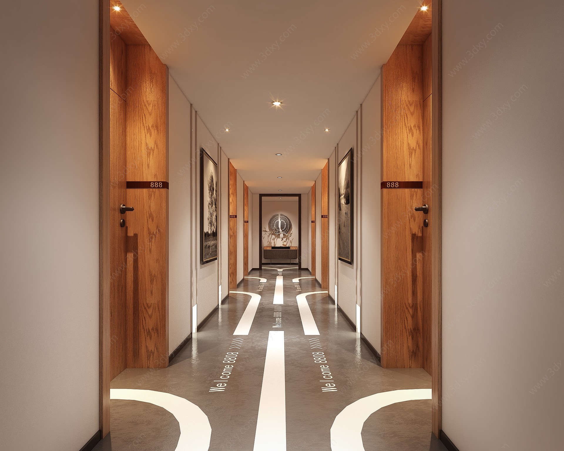 现代宾馆走廊3D模型