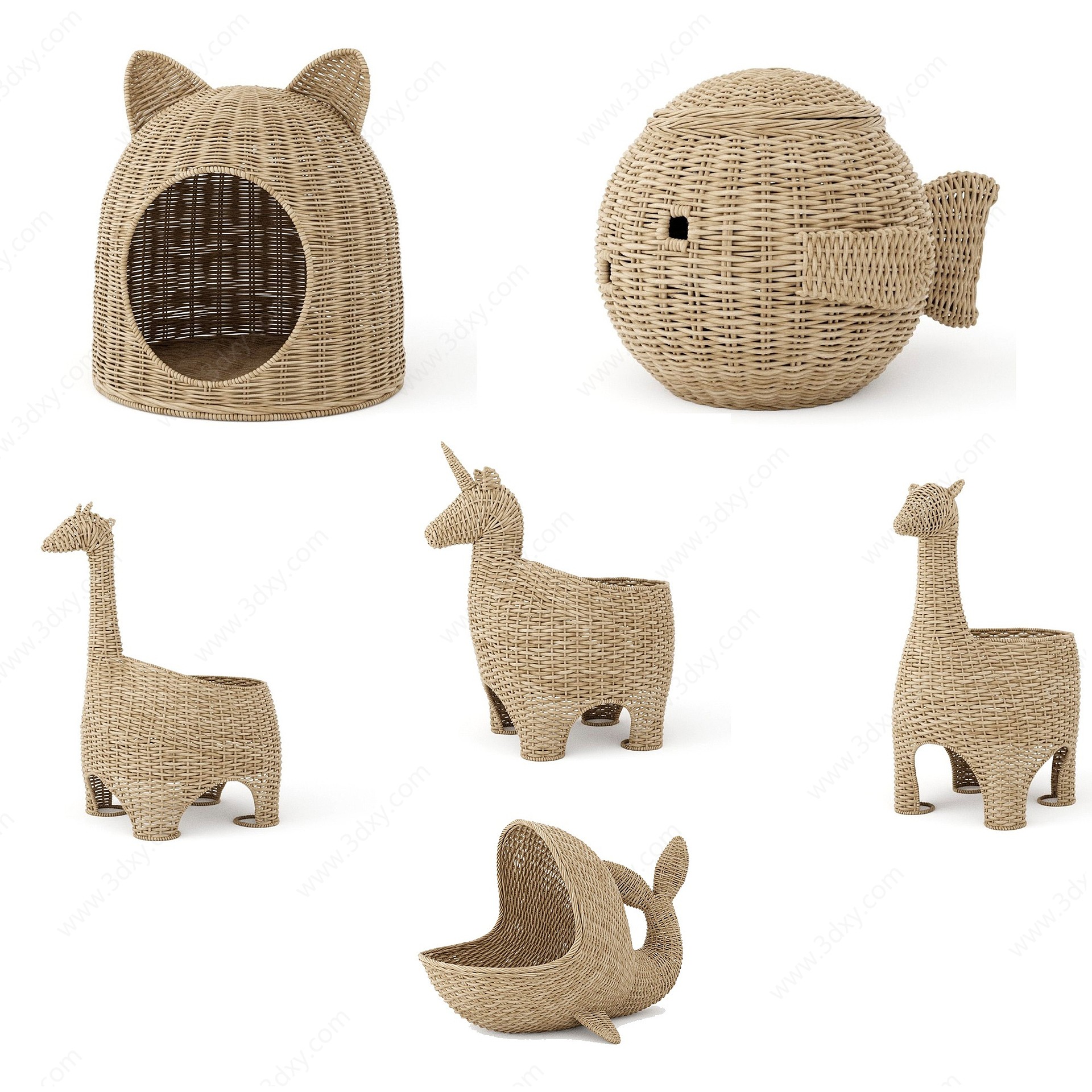 现代竹编宠物屋3D模型