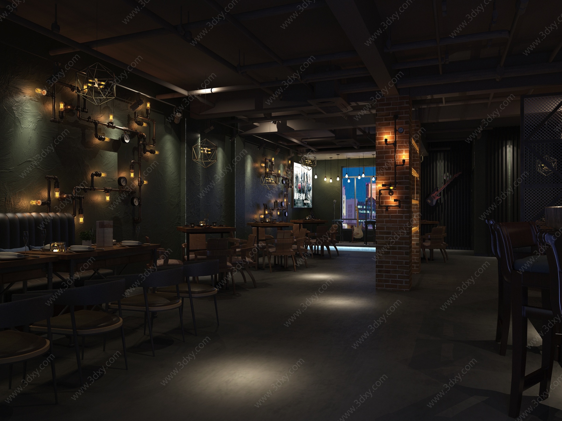 工业风酒吧3D模型