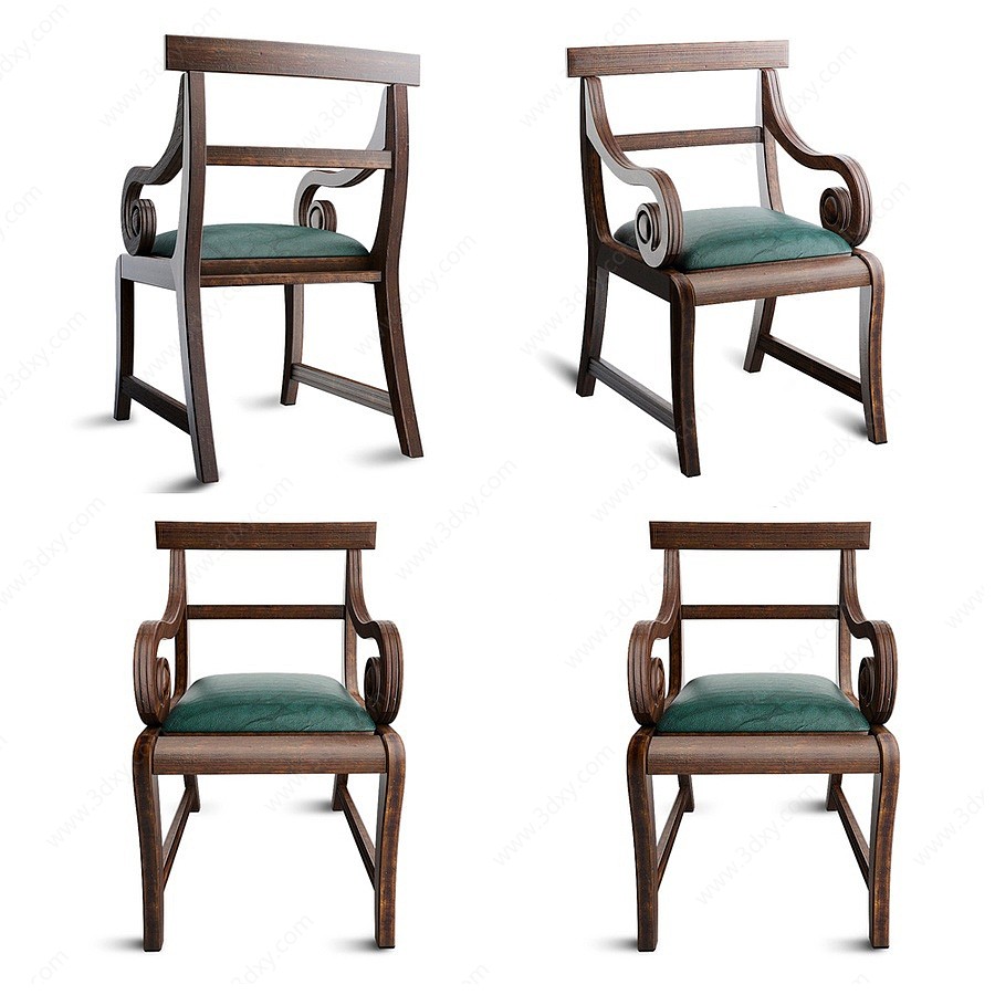 美式欧式餐椅3D模型