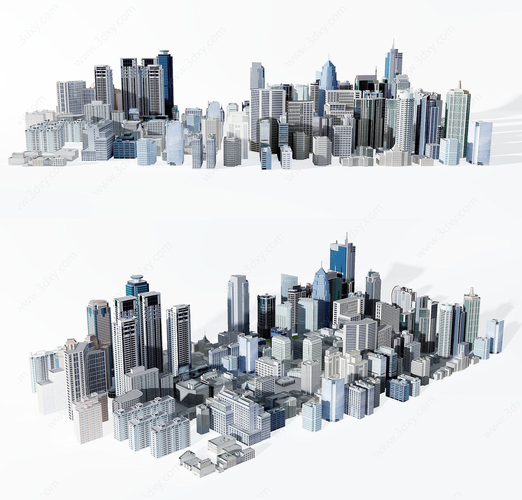 现代城市鸟瞰楼房3D模型