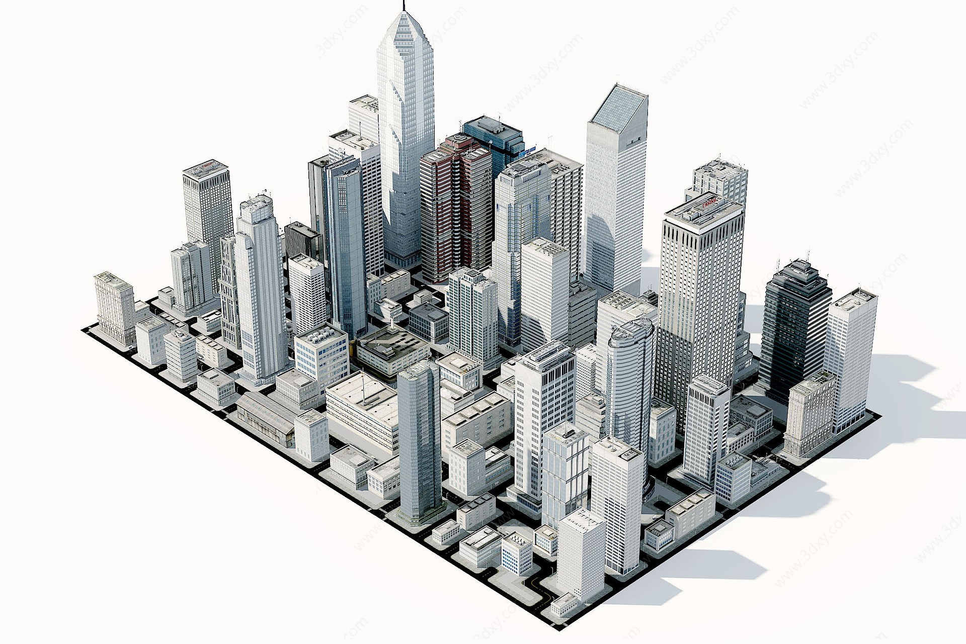 現代鳥瞰城市建筑群3D模型