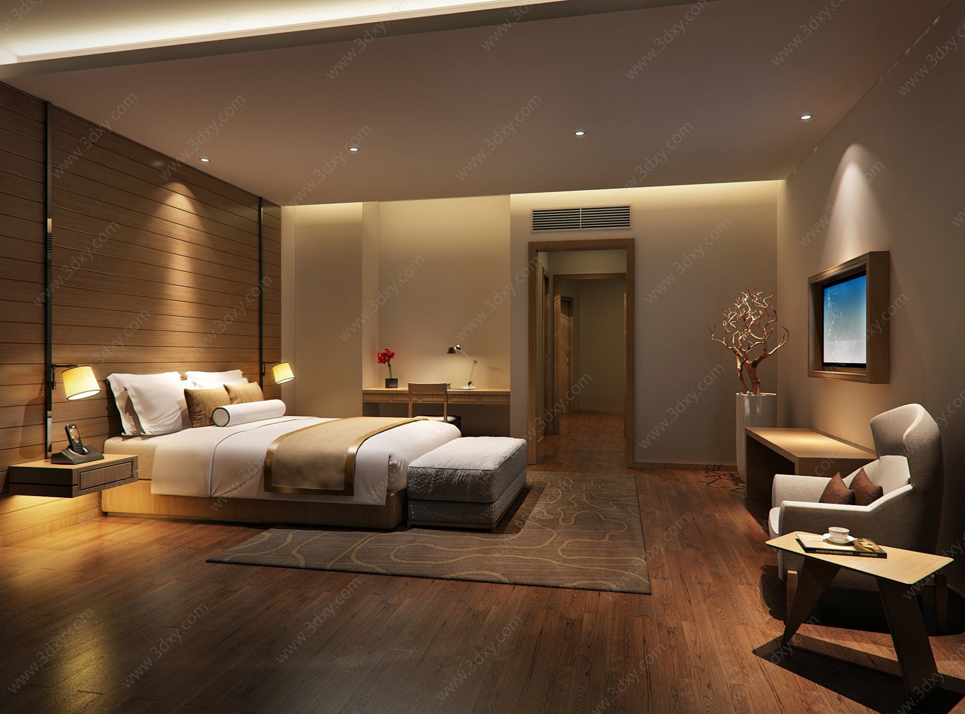 现代酒店大床房客房3D模型