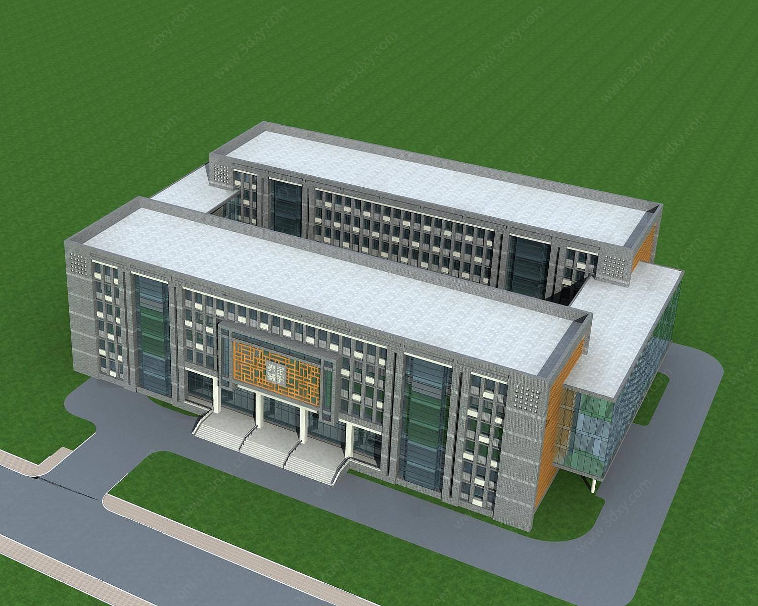 新中式风格图书馆3D模型