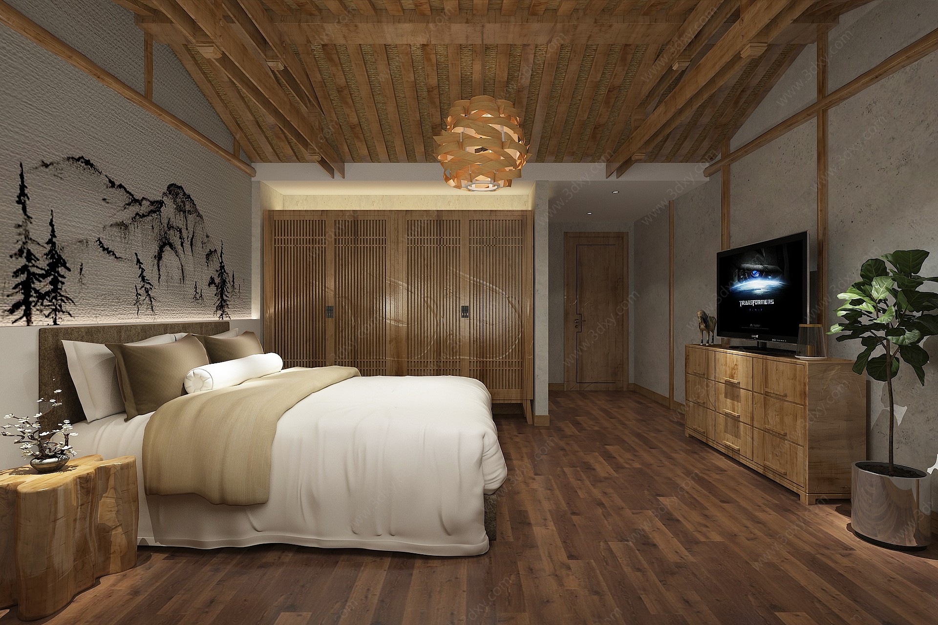 东南亚民宿卧室3D模型