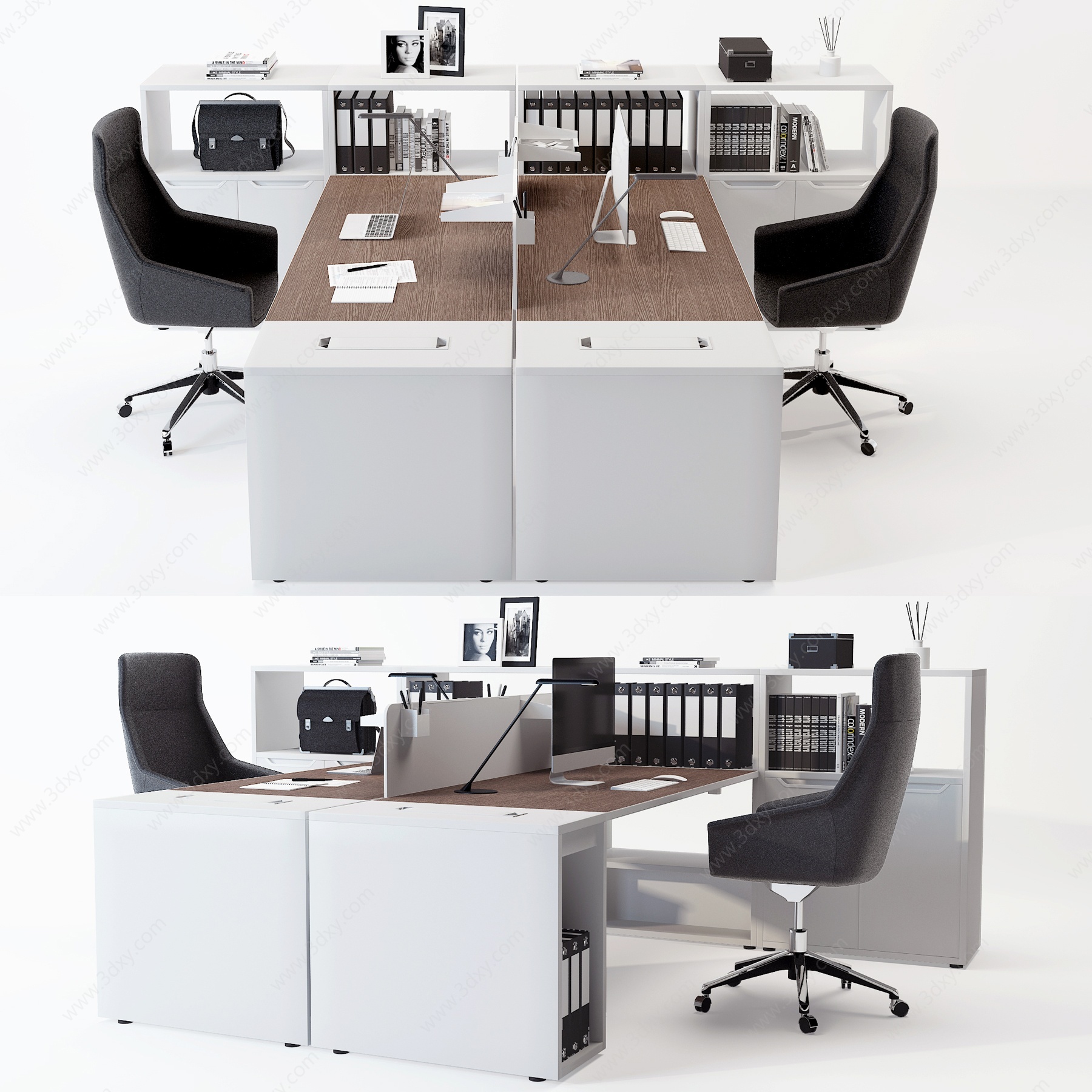 现代办公桌椅卡位工位3D模型
