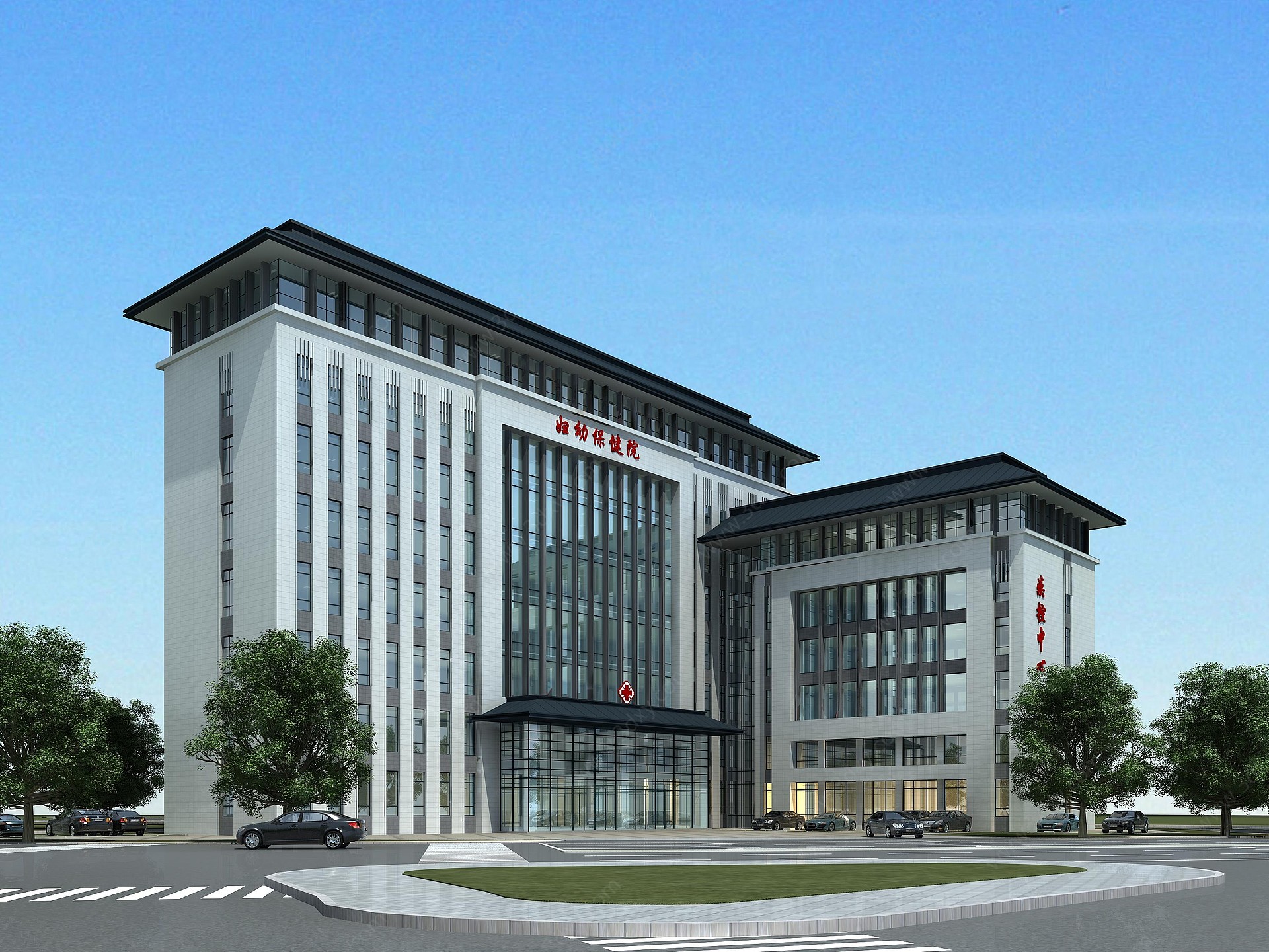 新中式办公楼医院3D模型
