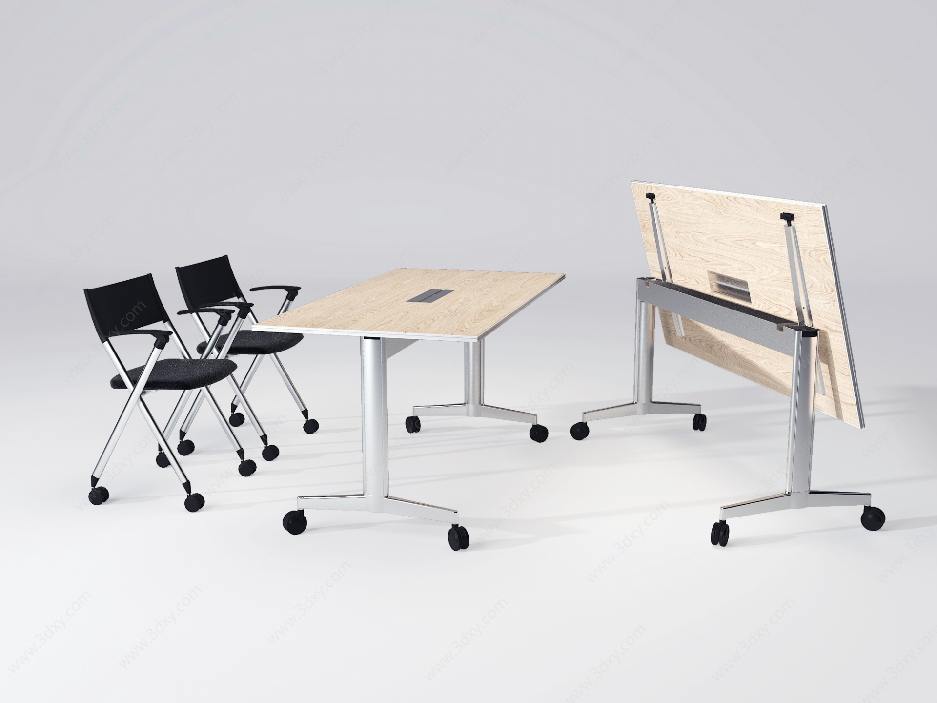 现代折叠会议桌椅3D模型