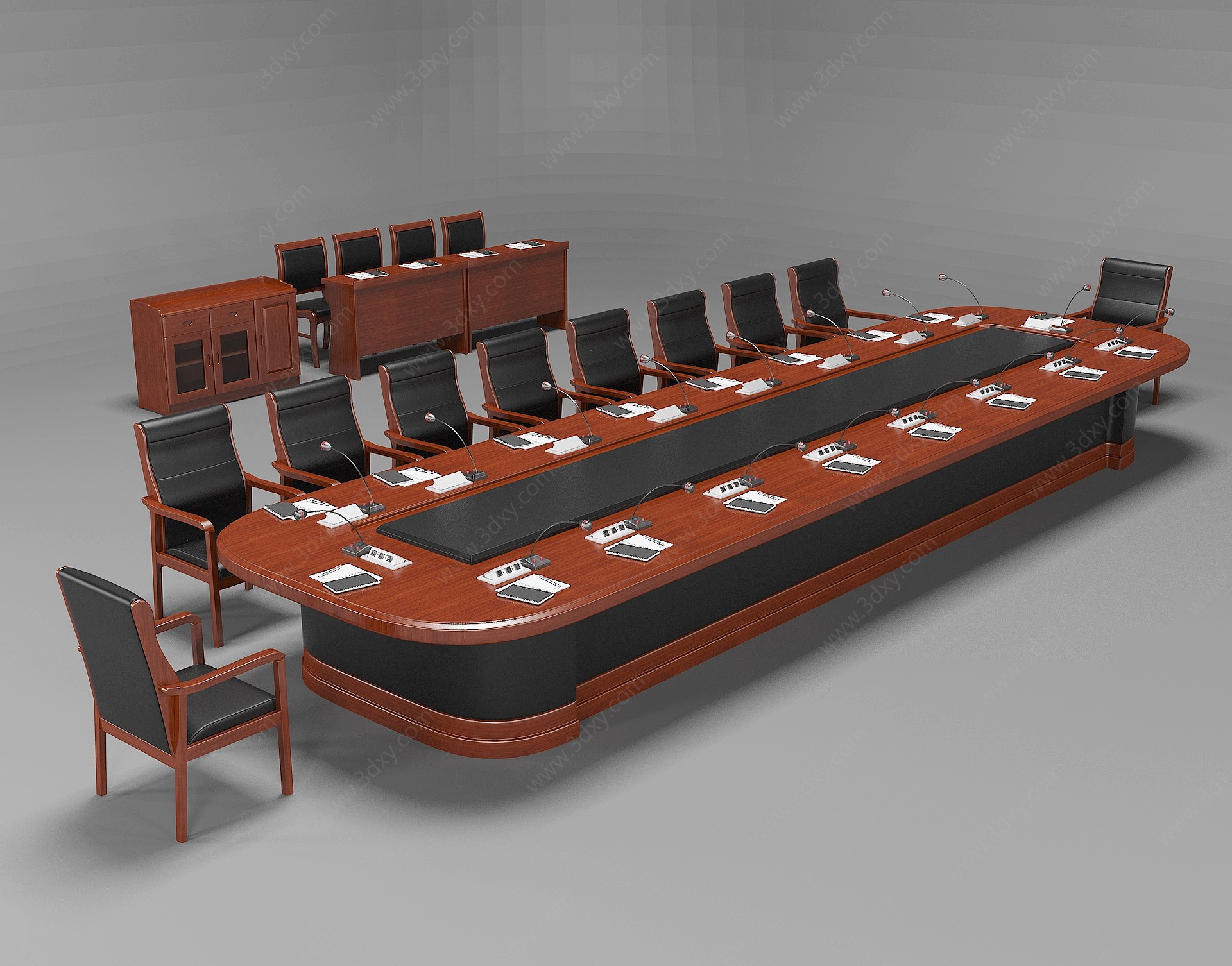 新中式会议桌椅3D模型