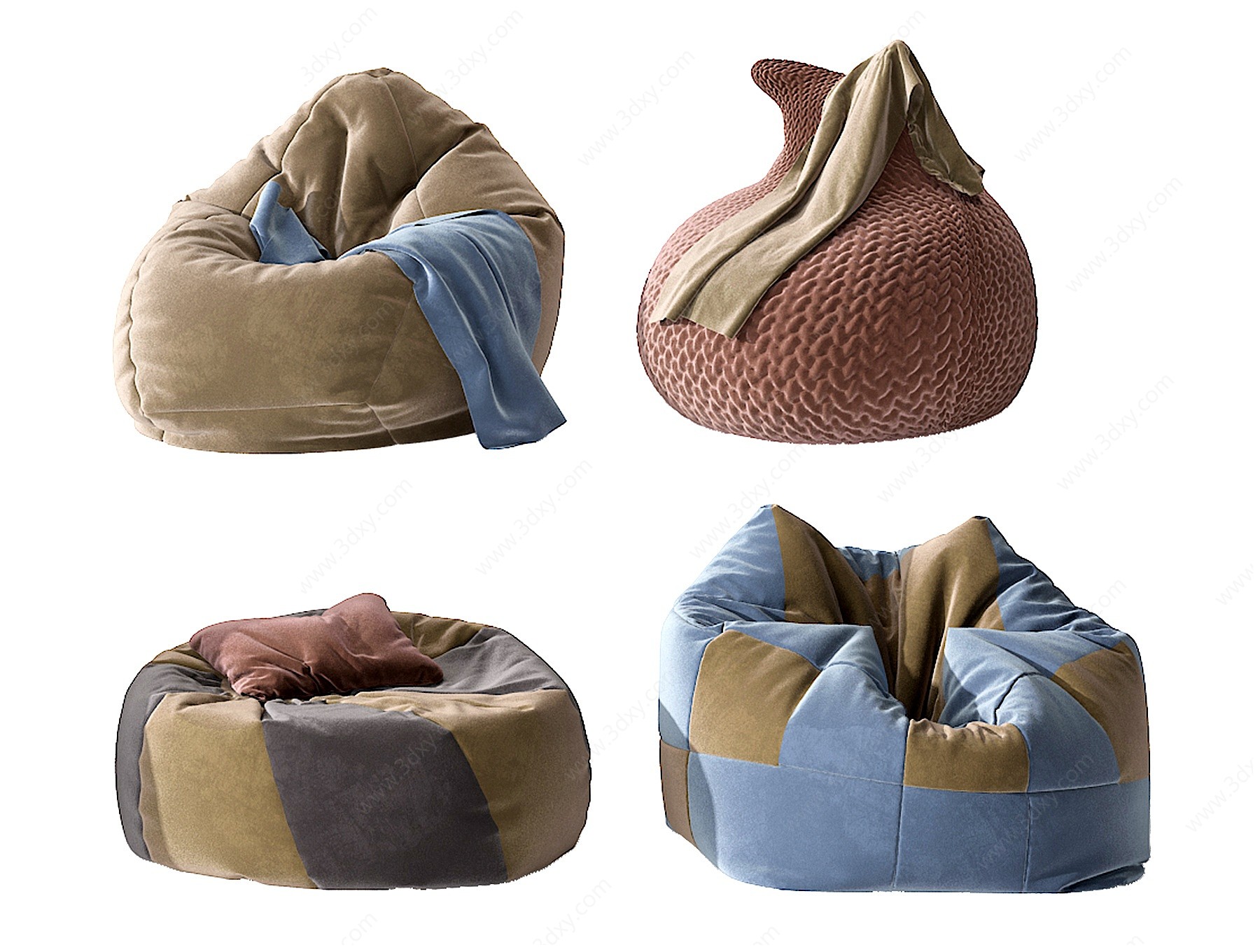 现代布艺懒人沙发3D模型