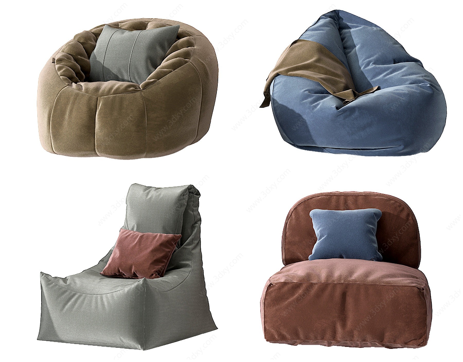 现代布艺懒人沙发3D模型
