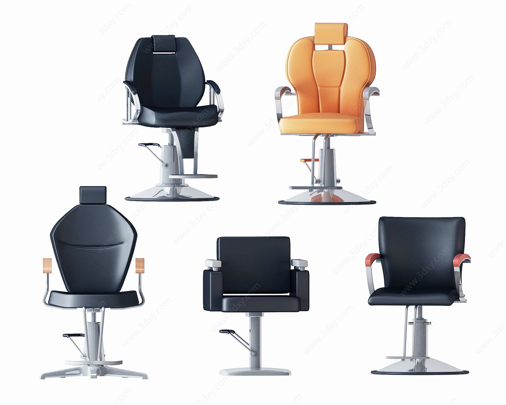 现代皮革理发椅3D模型
