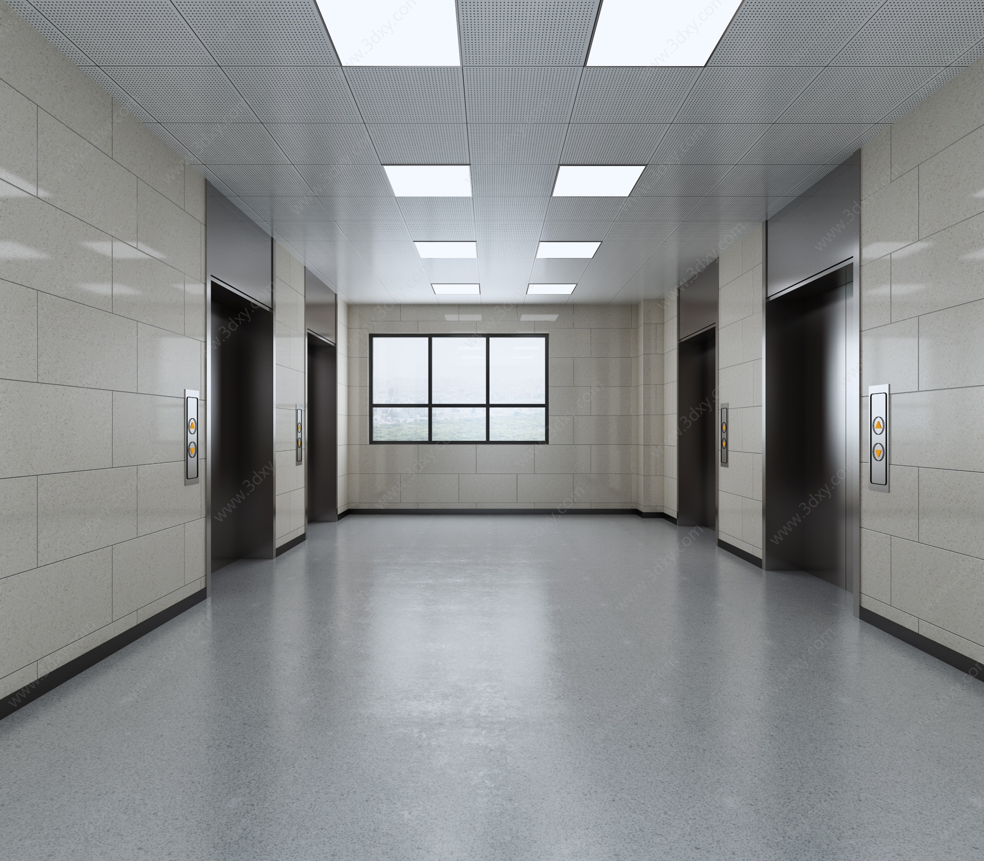现代医院公司电梯厅3D模型