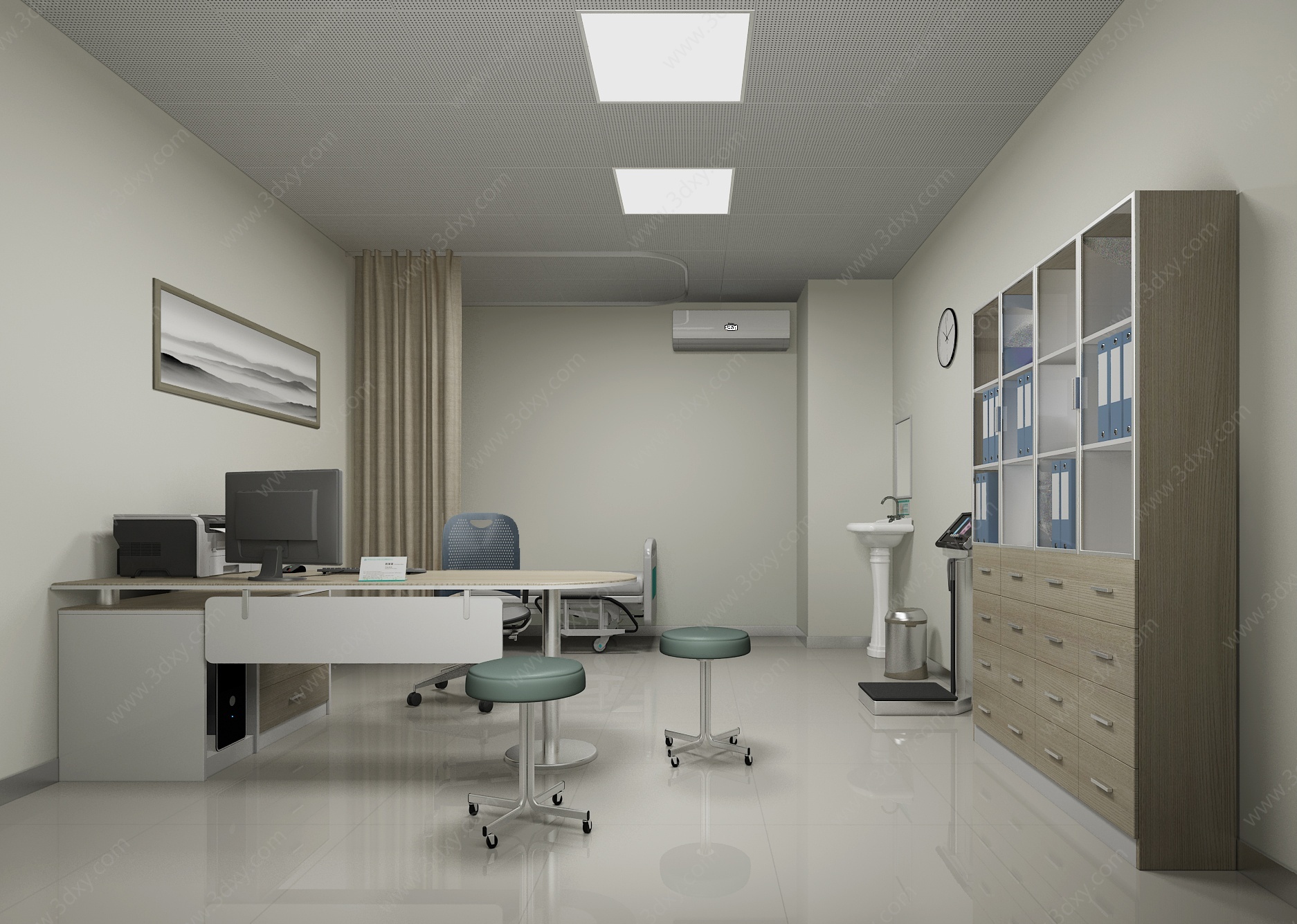 现代医院诊疗室3D模型