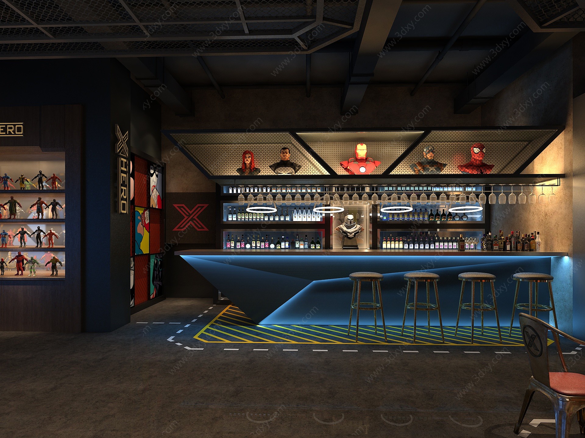 工业风酒吧3D模型