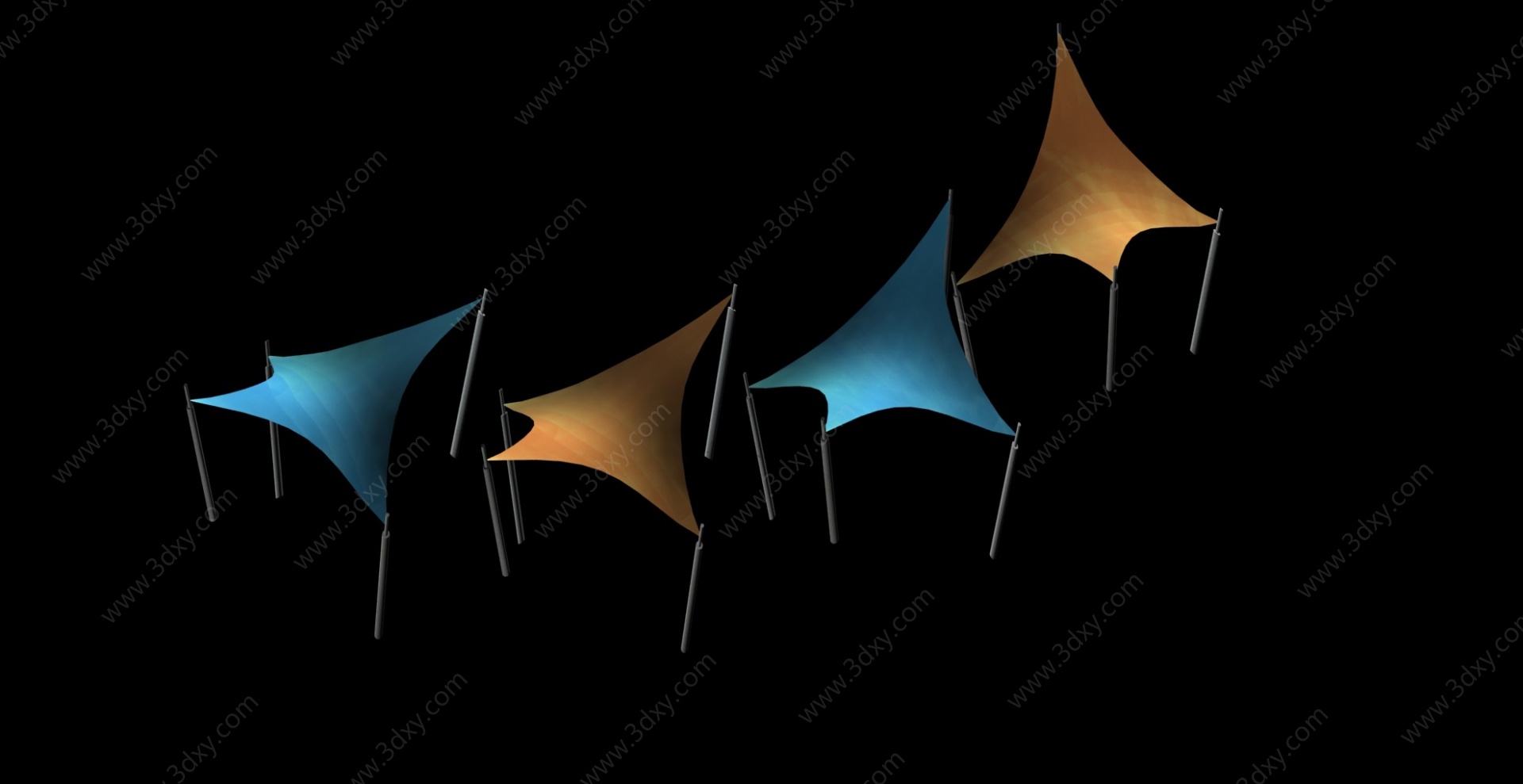 现代户外遮阳伞3D模型