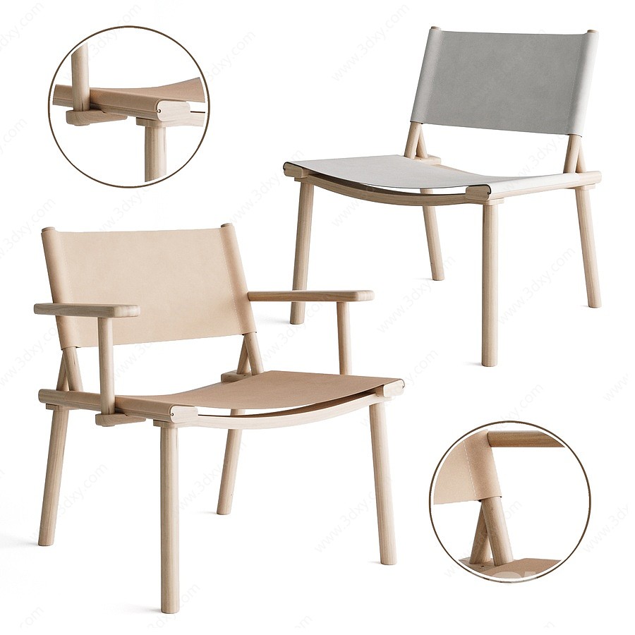 现代木制扶手椅3D模型