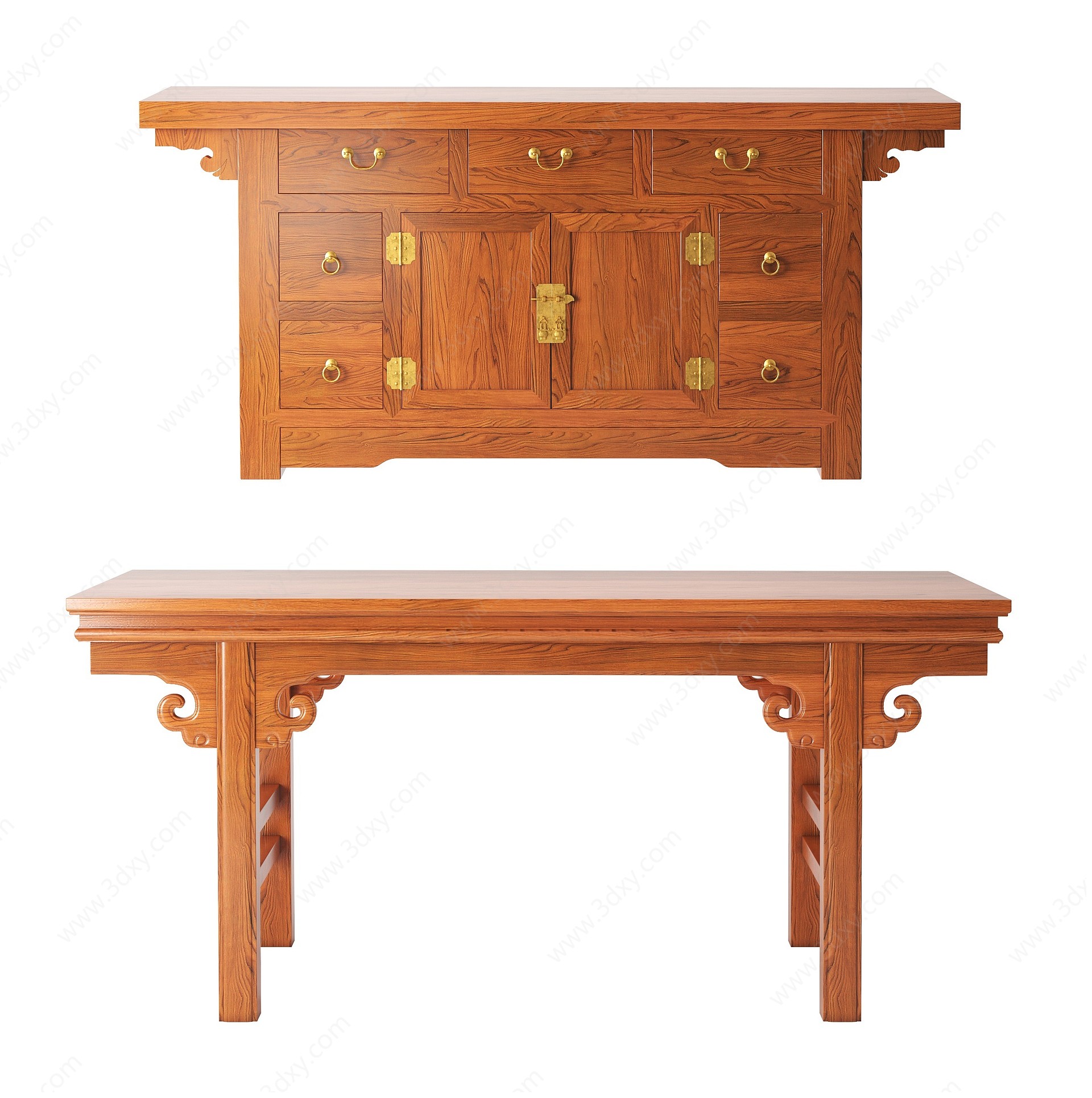 中式古典实木家具3D模型