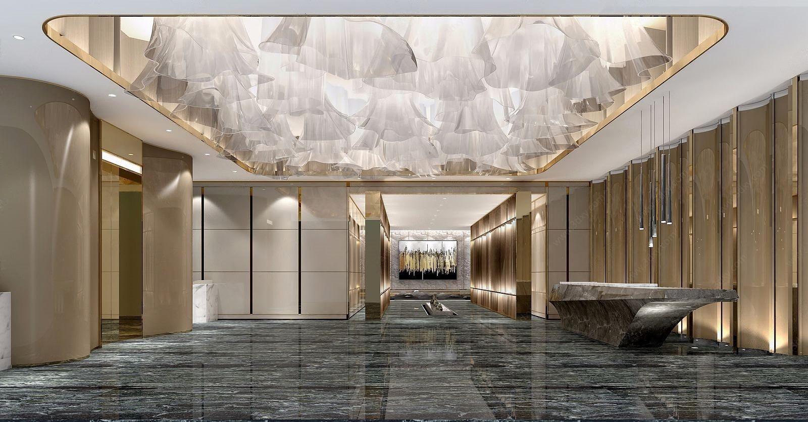 现代酒店大厅3D模型