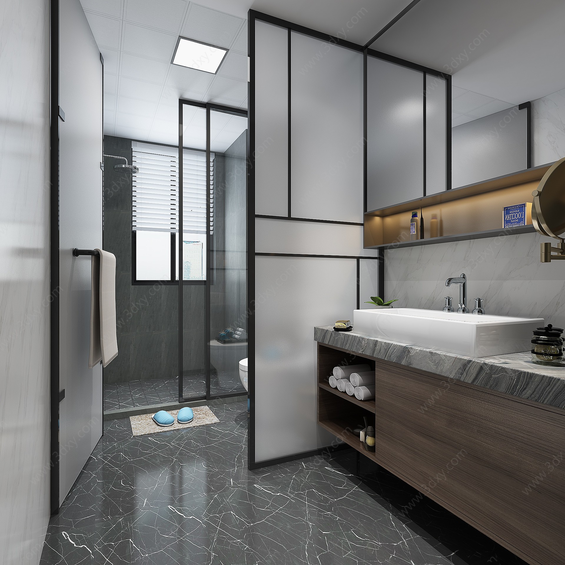 现代卫生间镜子浴室柜3D模型