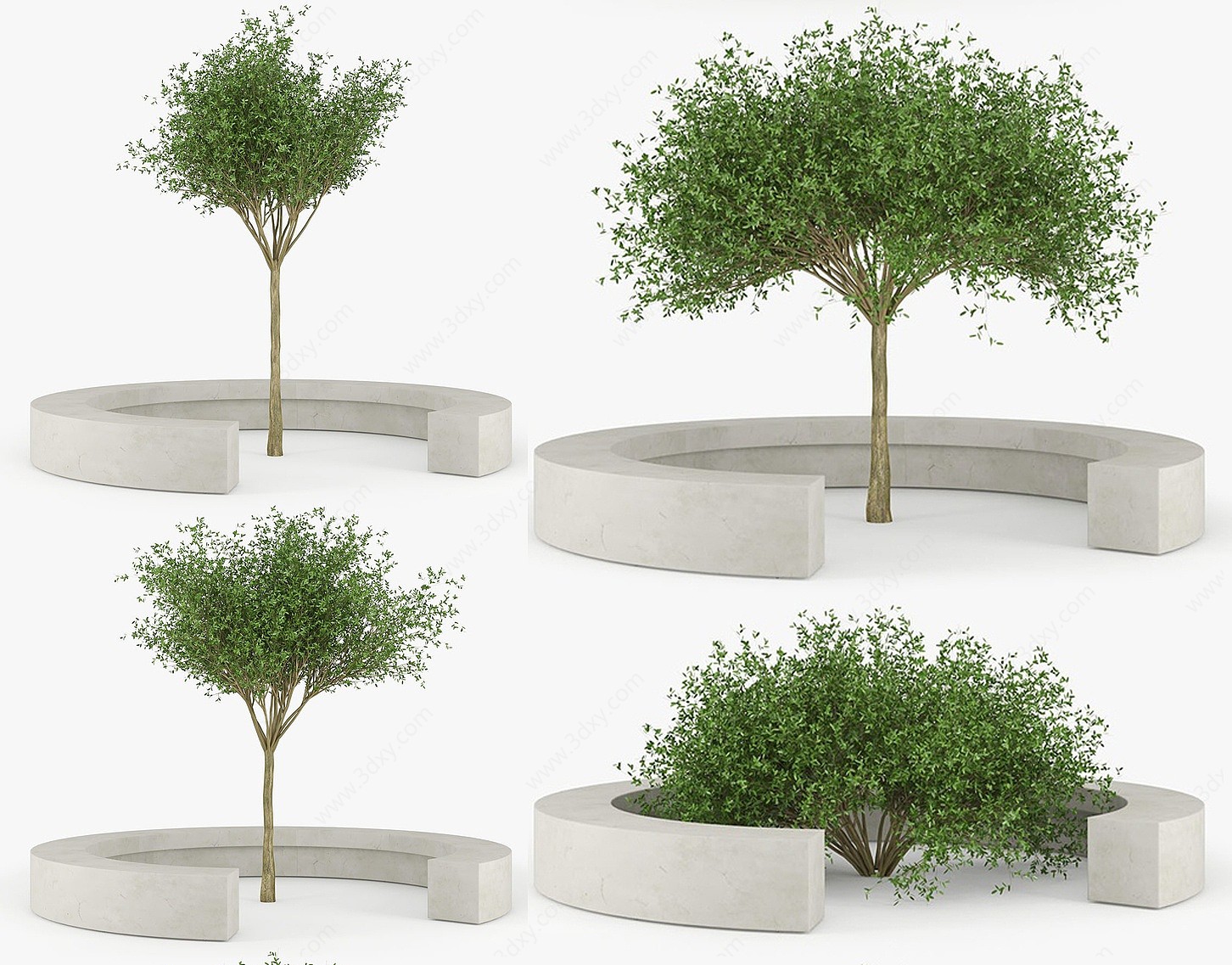 现代户外椅景观树3D模型