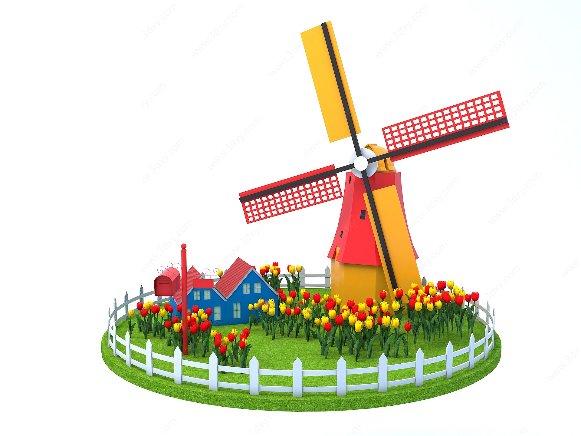 北欧荷兰风车3D模型